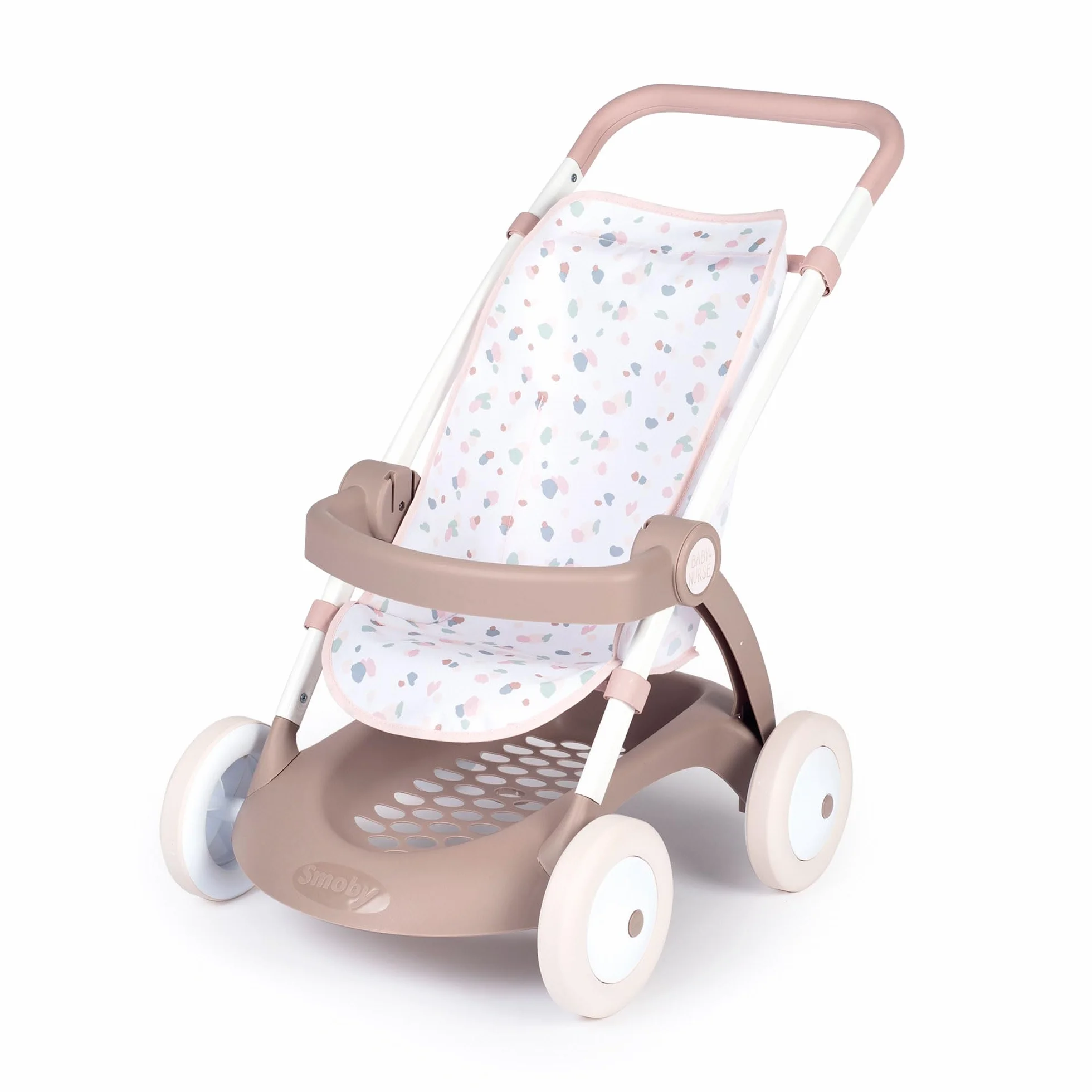 Smoby 7600254018 Baby Nurse Wózek Spacerówka dla lalki do 42 cm z koszykiem, wysokość rączki 58 cm