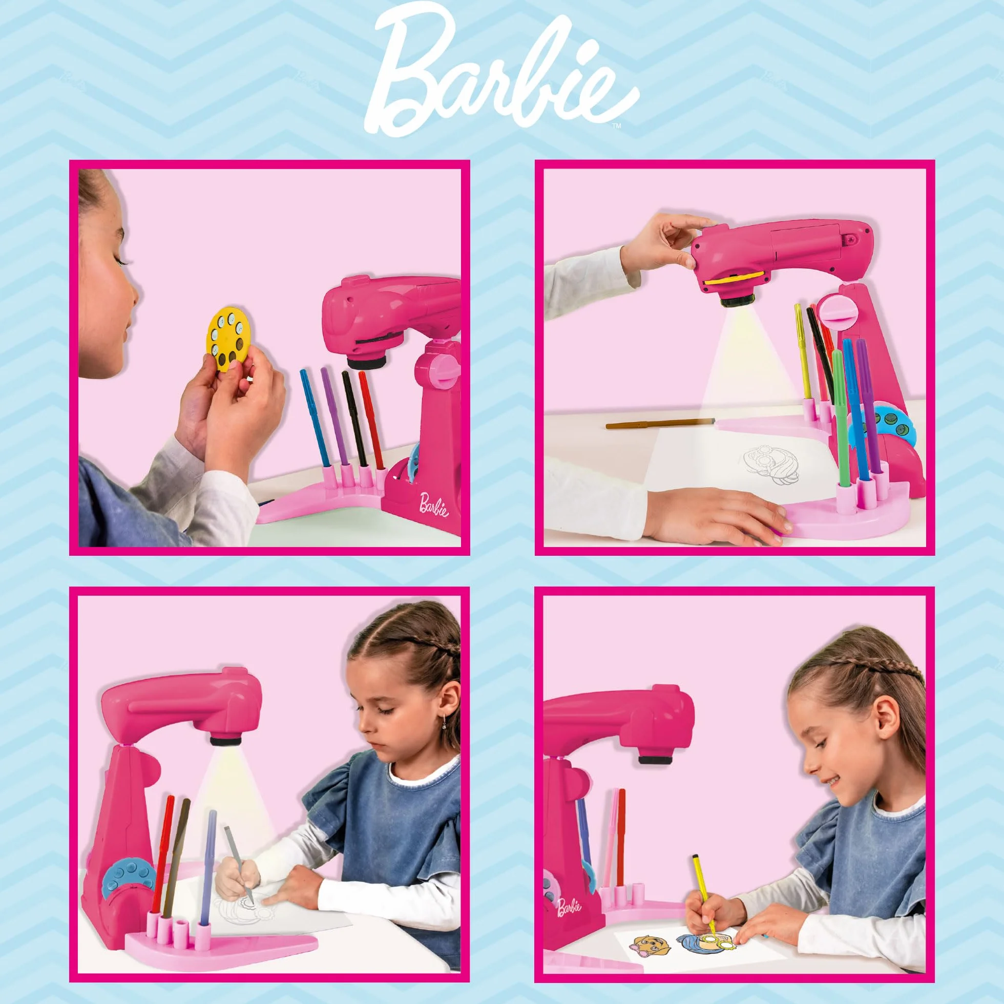 Lisciani - Barbie Projector Drawing School - Edukacyjna zabawka do rysowania i kolorowania dla dzieci od 4 lat - kreatywny zestaw do rysowania LED - Aktywność bez ekranu i tabletu - Dobra motoryka i