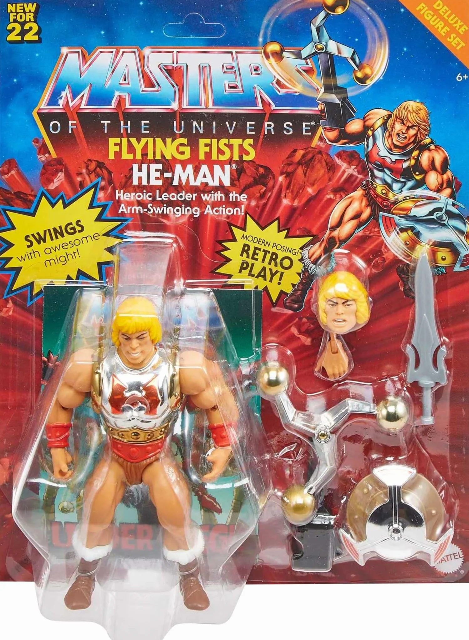 Masters of the Universe Origins He-Man Supercios Figurka Deluxe (ok 14 cm) do zabawy i kolekcjonowania, prezent dla dzieci od 6 roku życia i dorosłych kolekcjonerów, HDT22