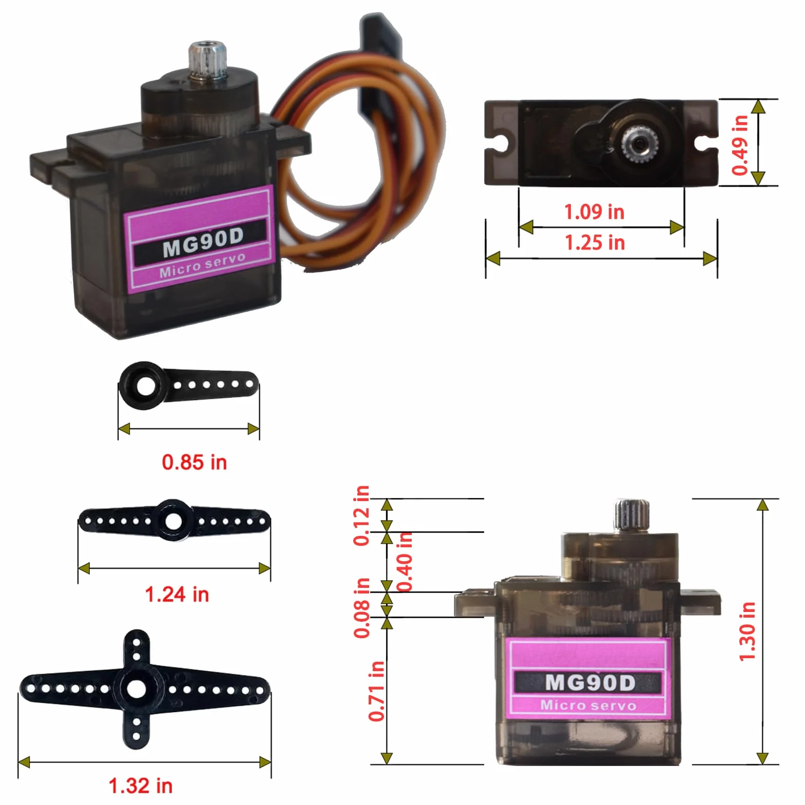 MG90D mini serwo 9g cyfrowy mikro Full Metal Gear 270 stopni SG90 Servo Motor dla Arduino RC Robot Arm
