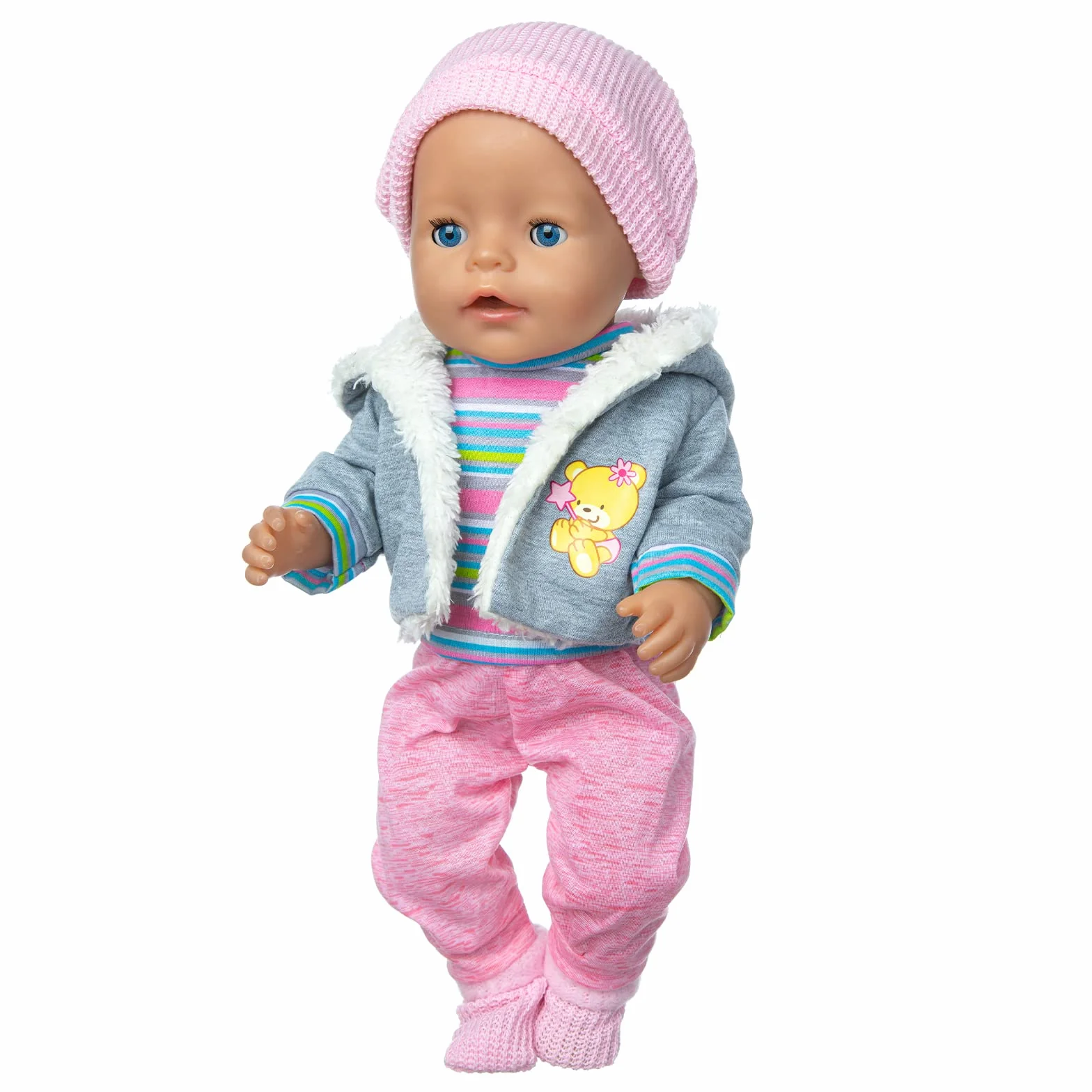 Ubrania lalki 36-43 cm New Born Baby lalki, w tym koszula, płaszcz, kapelusz, skarpetki (bez lalki)