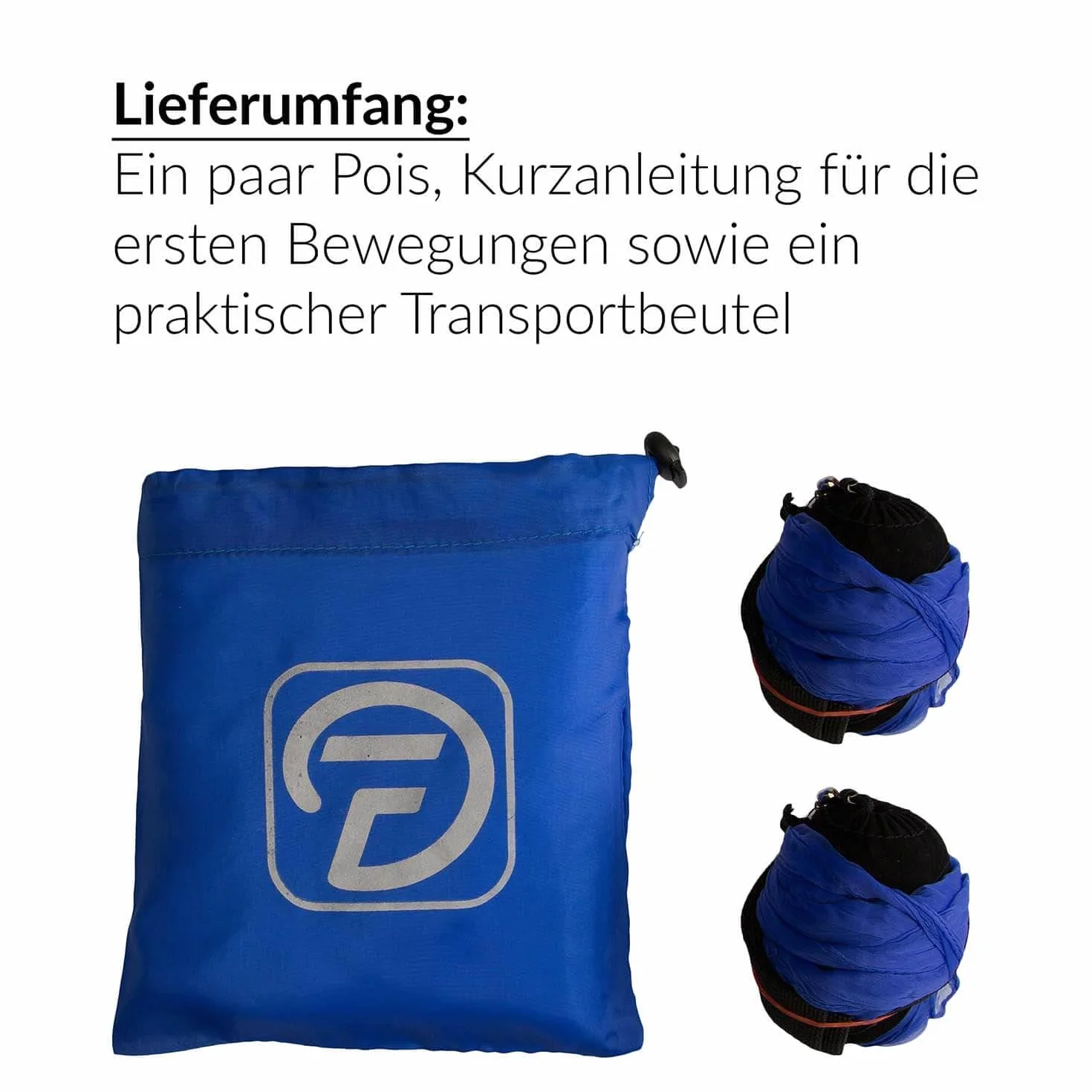 Diabolo Freizeitsport POI Luminous UV w kolorze niebieskim - Angel Wings Spinning Pois. Spiral Pois, Soft-Pois dla początkujących i profesjonalistów