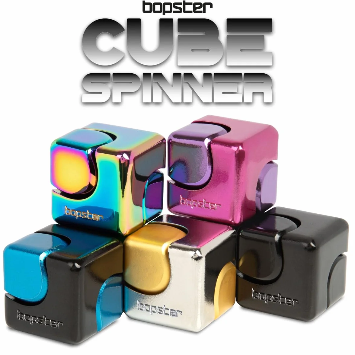 Bopster Fidget Cube Spinner | Anodyzowany metalowy ręczny spinner, zabawka sensoryczna i antystresowa dla dzieci i dorosłych, ADHD, ADD, autyzm, idealny prezent, opalizujący