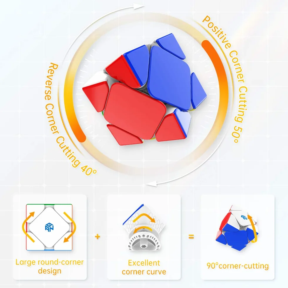 GAN Skewb Magnetyczna Kostka Speed Cube,Szybko i płynnie obracaj kostkąz 8 Magnesów(Wersja Podstawowa)