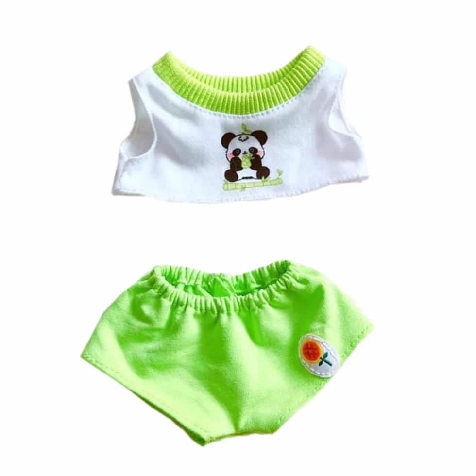 niannyyhouse 20 cm pluszowe ubranka dla lalek krótka kamizelka T-shirt spodnie 20 cm miękkie wypchane pluszowe zabawki akcesoria do przebrania (zielony)