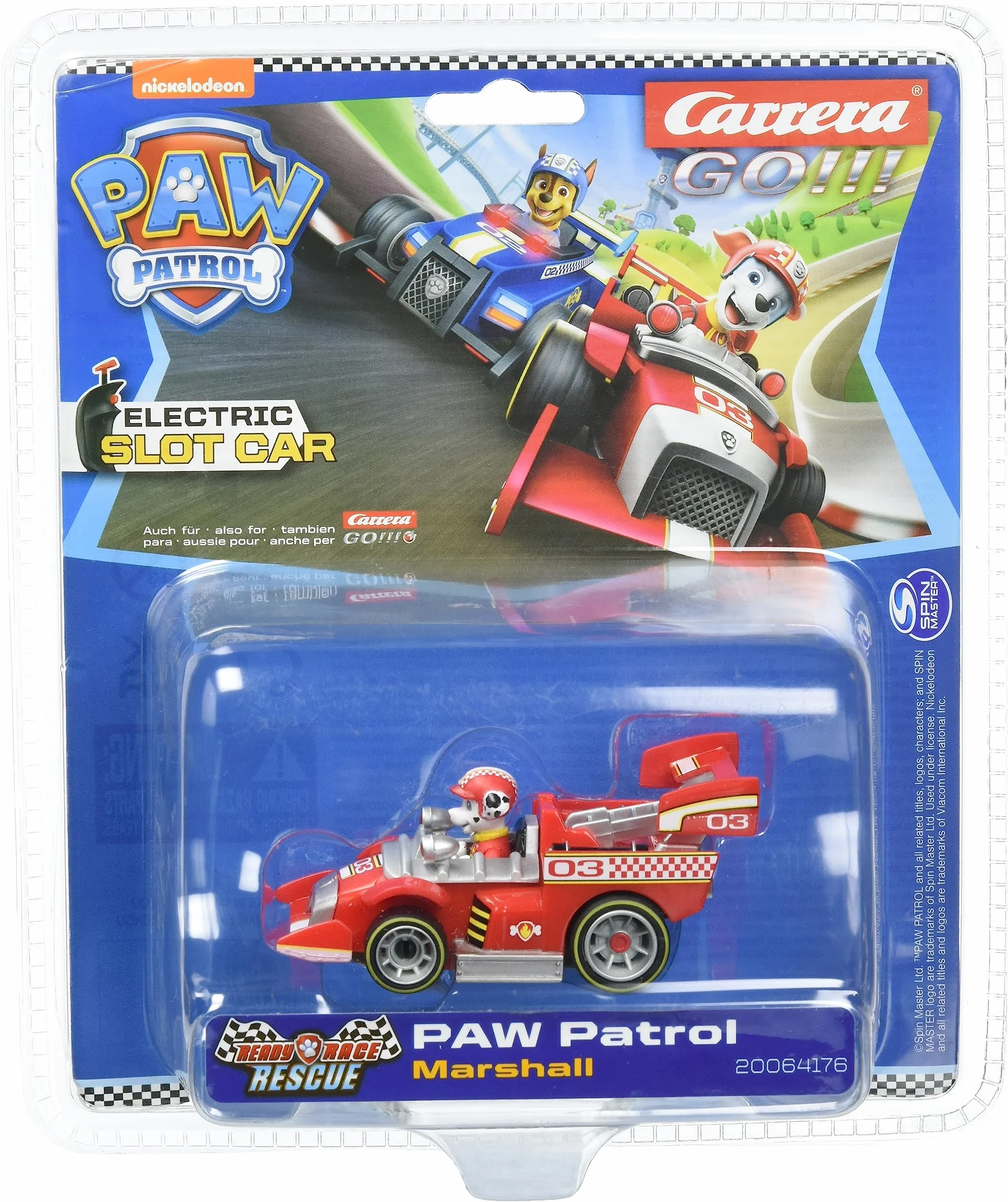 Carrera 20064176 Carrera GO!!! Psi Patrol RRR – Marshall tory wyścigowe i licencjonowane wyścigówki do 2 graczy dla chłopców i dziewcząt od 6 lat i dorosłych