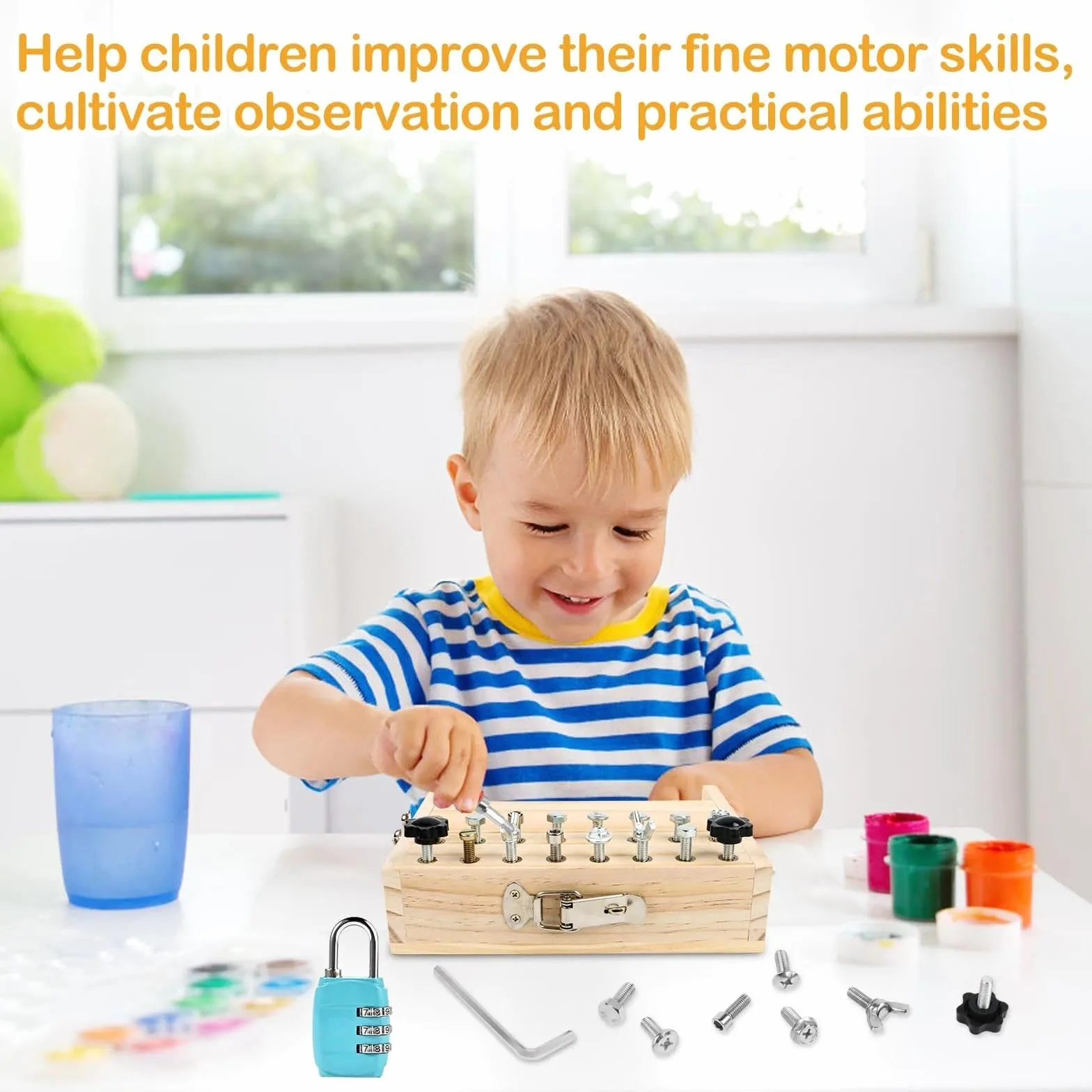 Montessori zestaw płyt z wkrętakami, drewniana deska do wkręcania, Busy Board drewniana zabawka, zabawka Montessori od 3 4 5 lat, zabawka motoryczna zabawka edukacyjna zabawka dla dzieci prezenty dla