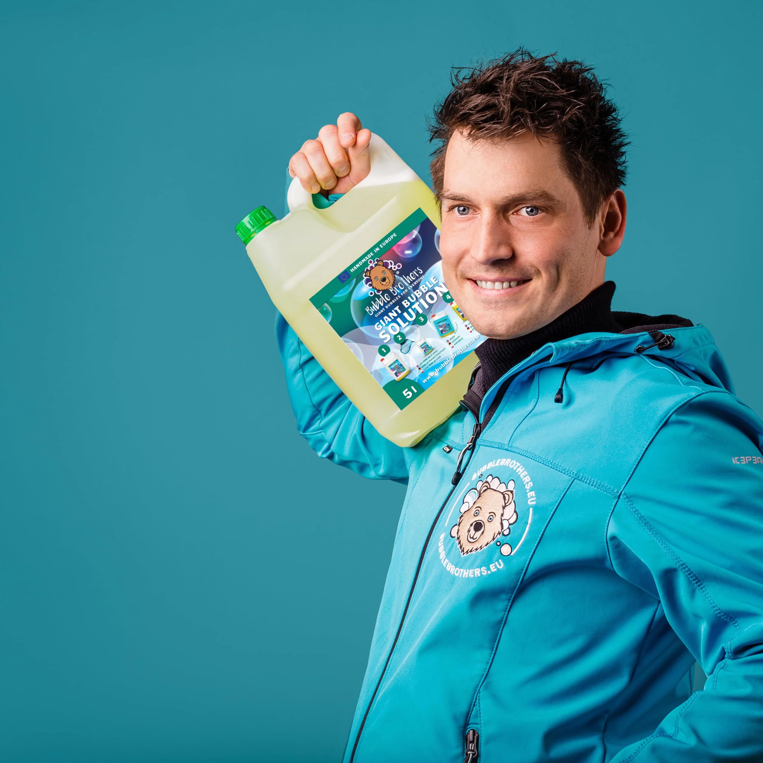 Bubble Brothers Zestaw olbrzymich baniek mydlanych, 3 pałeczki do baniek mydlanych i 5 l płynu do baniek mydlanych, zestaw dla dzieci, do baniek mydlanych i ogromnych baniek mydlanych (5 l + 3