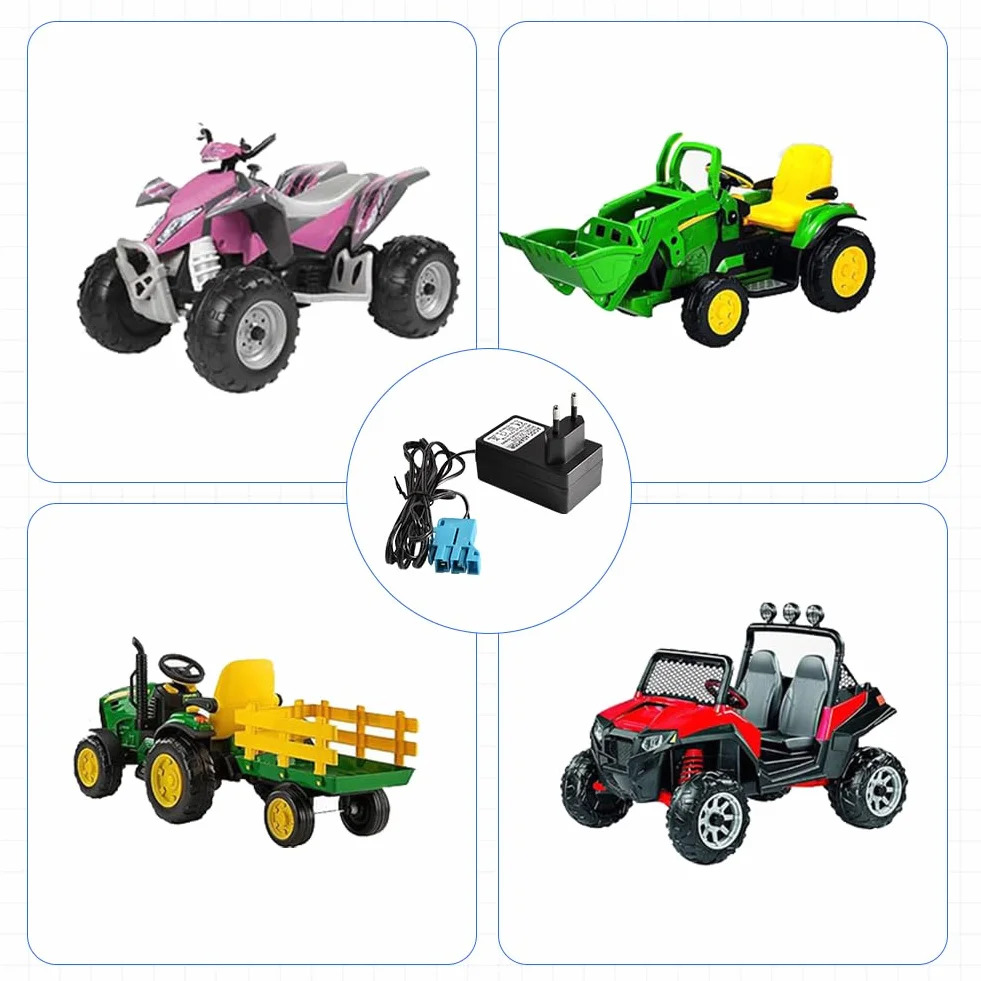 Ładowarka 12 V do pojazdów elektrycznych Peg Perego dla dzieci, traktorów SUV, ATV, samochodów - ładowarka, zasilacz sieciowy kompatybilny z samochodami elektrycznymi, motocyklami i pojazdami