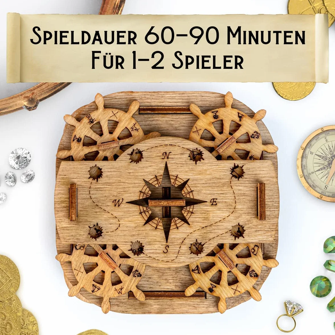 iDventure Cluebox – Davy Jones Locker – Escape Room Spiel – zabawne drewniane puzzle 3D – wyjątkowe gry w puzzle – gry Escape Box dla dorosłych i dla dzieci