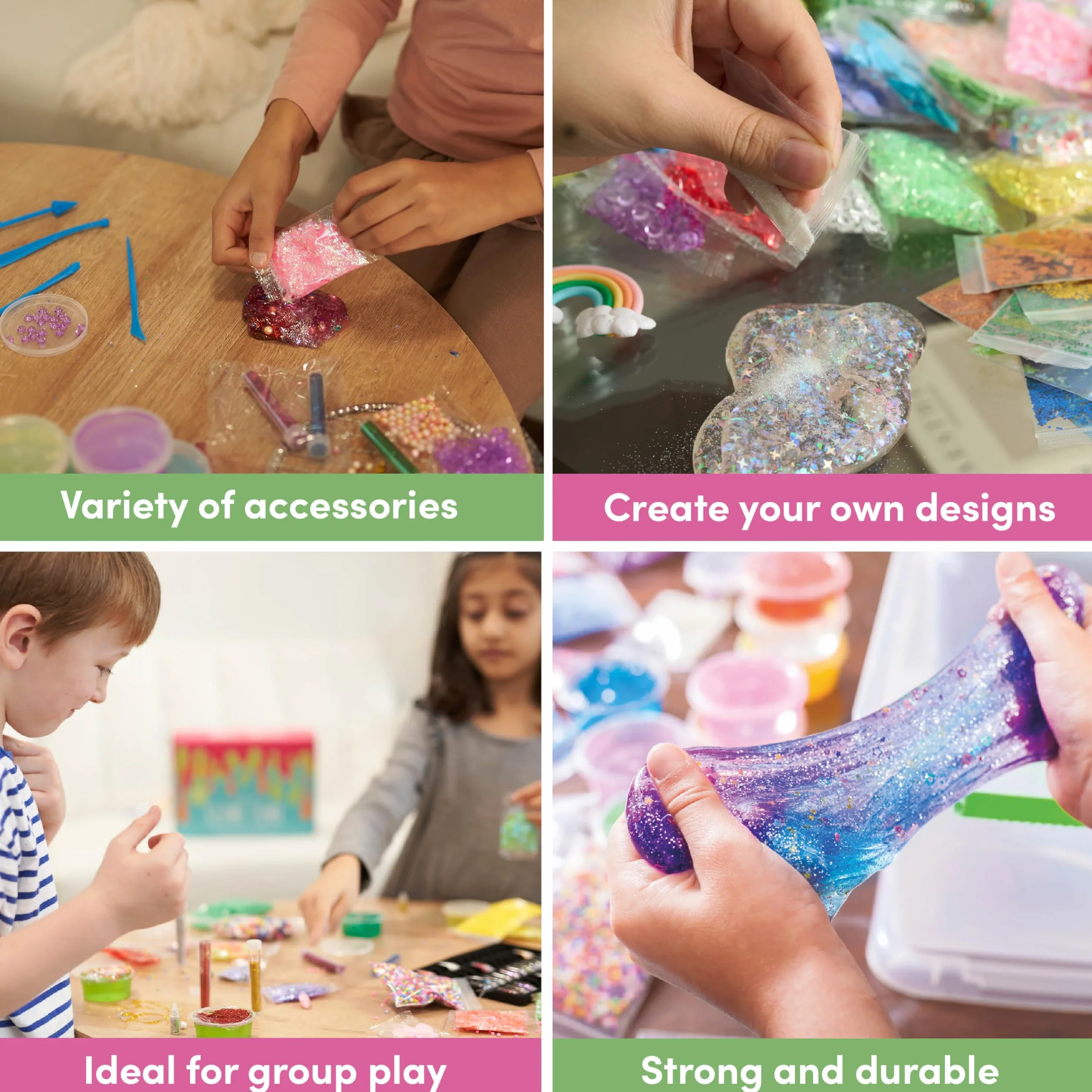 The Twiddlers - 100 Piece Slime Making Kit Gift Set for Kids - Crystal Beads, Glitters and Decorations, DIY Arts & Crafts Toys