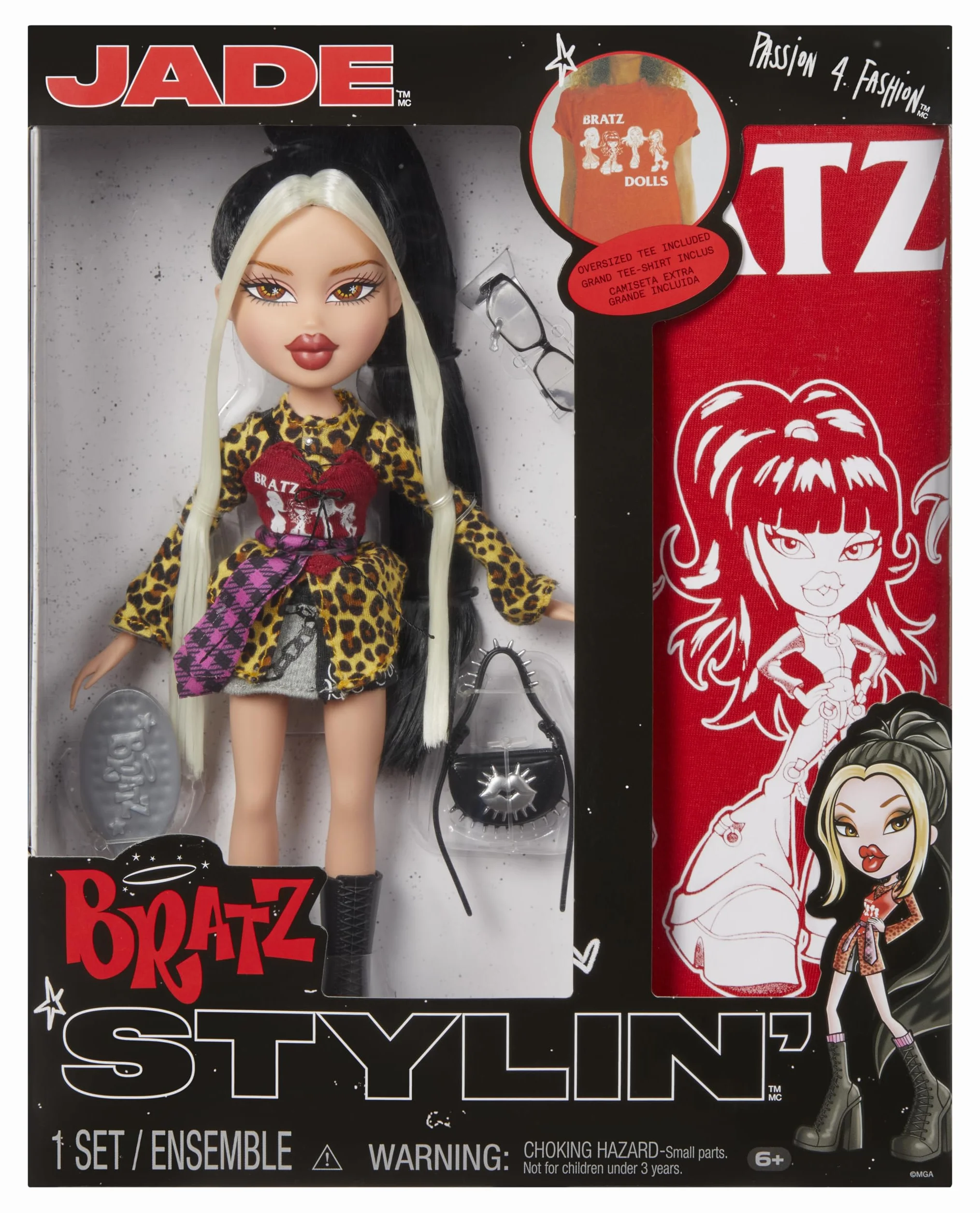 Bratz Stylin' Jade – Modna Lalka z Koszulką do Personalizacji dla Ciebie, w Zestawie Akcesoria – Urocza Zabawka dla Dziewczynek