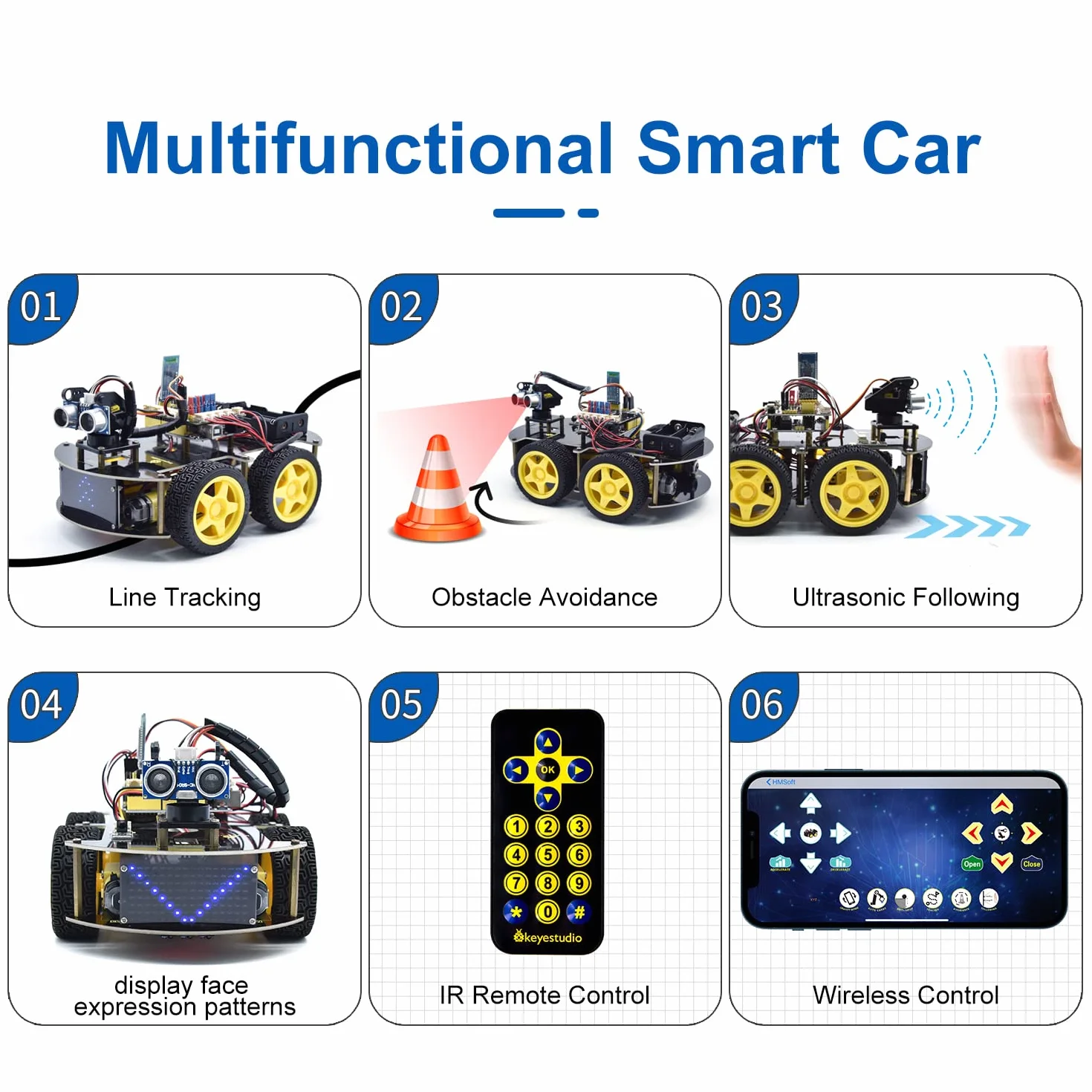 KEYESTUDIO 4WD Smart Car Robot Kit Starter Learning DIY Kit dla Arduino IDE