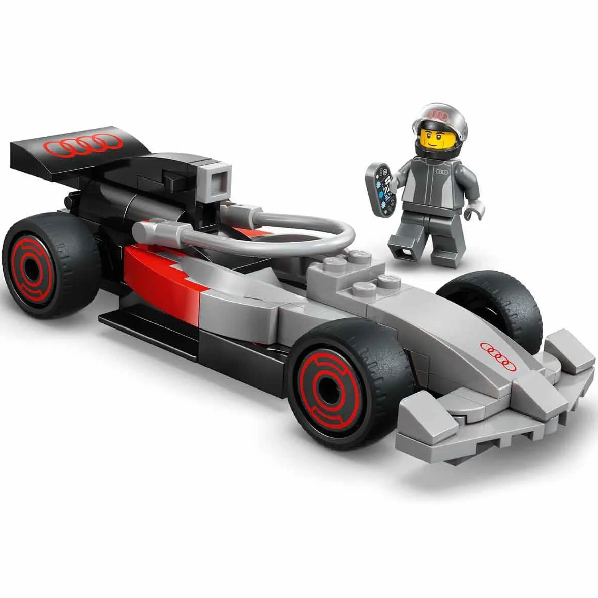 LEGO City Ciężarówka F1 z bolidem Audi F1, zabawka dla dzieci do zbudowania, pomysł na prezent dla 7-latka, dla chłopca i dziewczynki na urodziny, ozdoba na biurko dla fana wyścigówki z klocków 60493