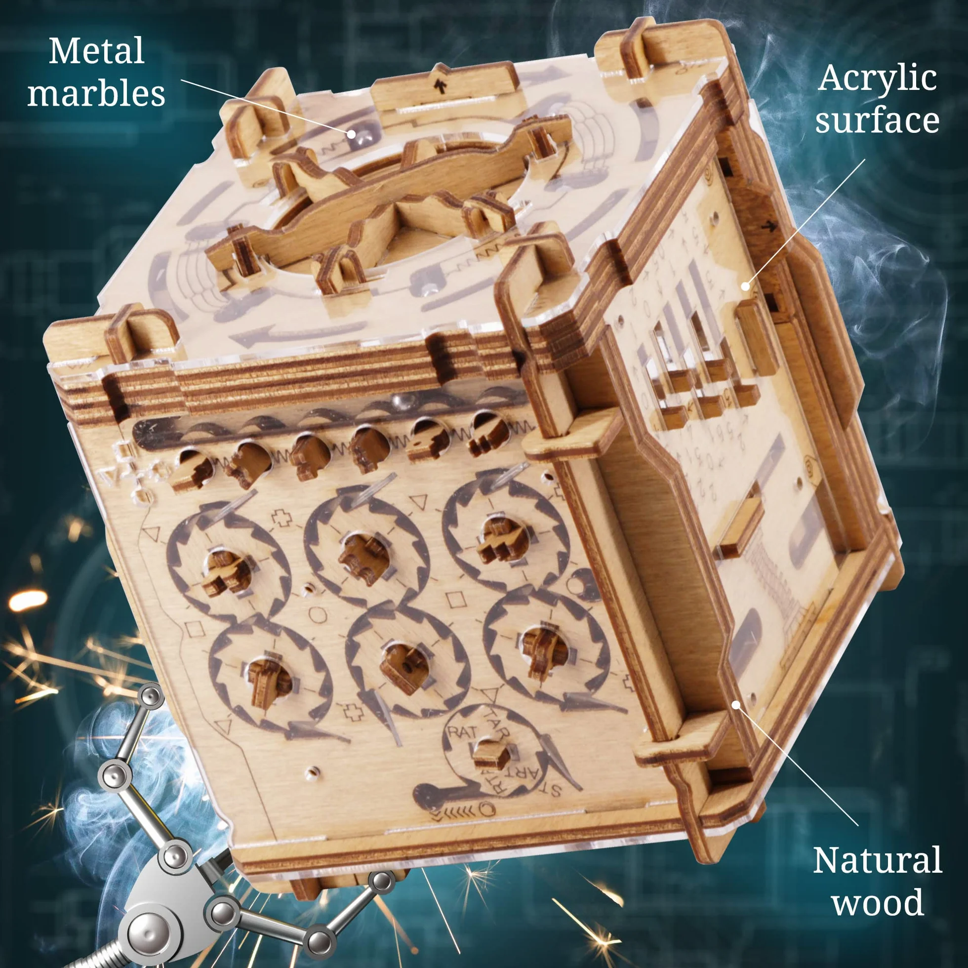 iDventure Cluebox - Cambridge Labirynt - gra Escape Room - drewniane puzzle 3D - prezent pieniężny - puzzle IQ - pudełko z puzzlami i prezent urodzinowy dla dorosłych - gadżet dla mężczyzn - gra