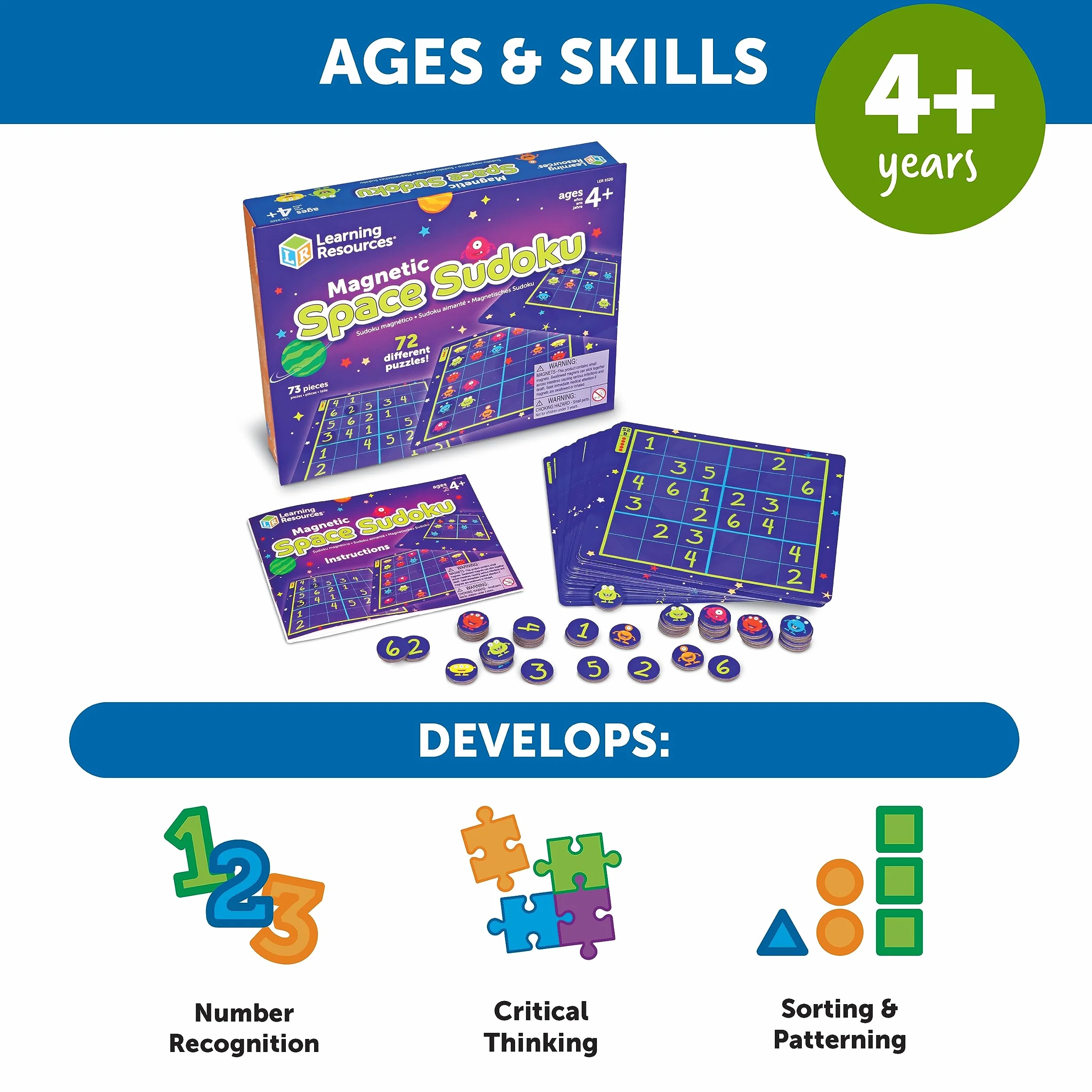Learning Resources Magnetyczny Przestrzen Sudoku Puzzle Gra 73-Kawałek Zestaw