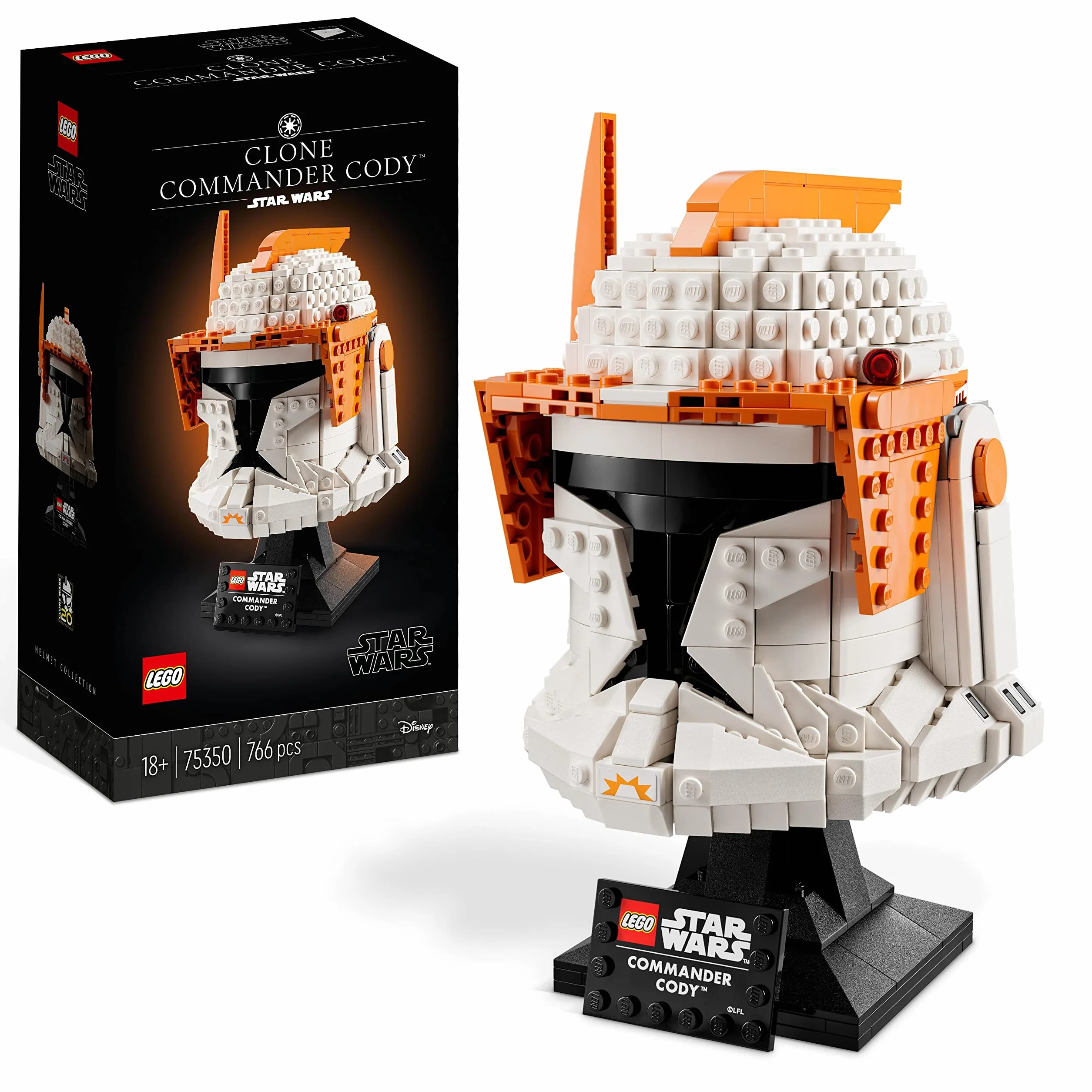 LEGO 75350 Star Wars Hełm Dowódcy Klonów Cody’ego, Kolekcjonerski Zestaw dla Dorosłych, Pamiątkowy Model, Gwiezdne Wojny: Wojny Klonów, Prezent Świąteczny i Dekoracja do Domu