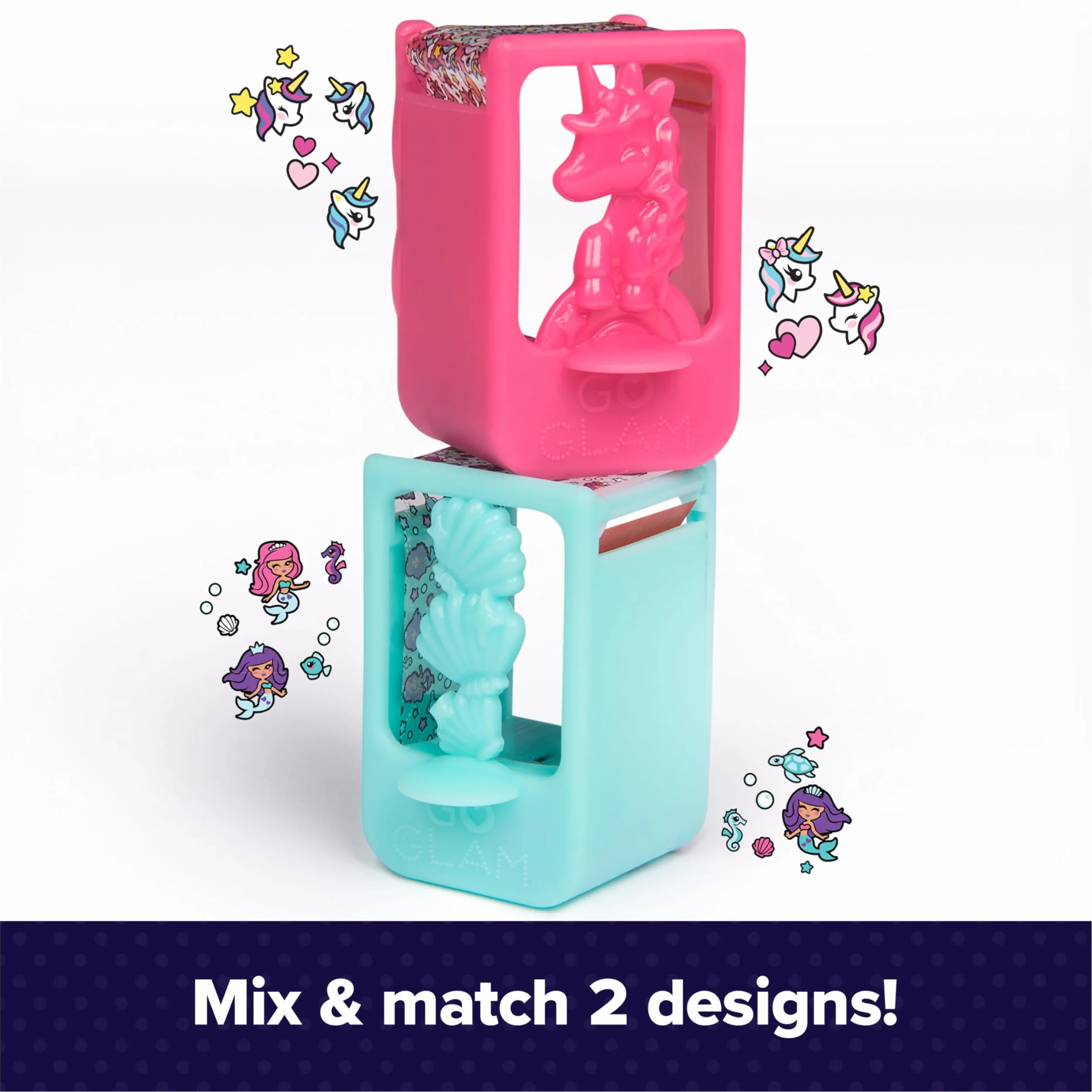 Cool Maker, GO Glam zestaw do paznokci, wzór jednorożca i syrenki, styl 80 gwoździ (opakowanie może się różnić), sztuka i rękodzieło, zabawki dla dzieci w wieku od 7 lat