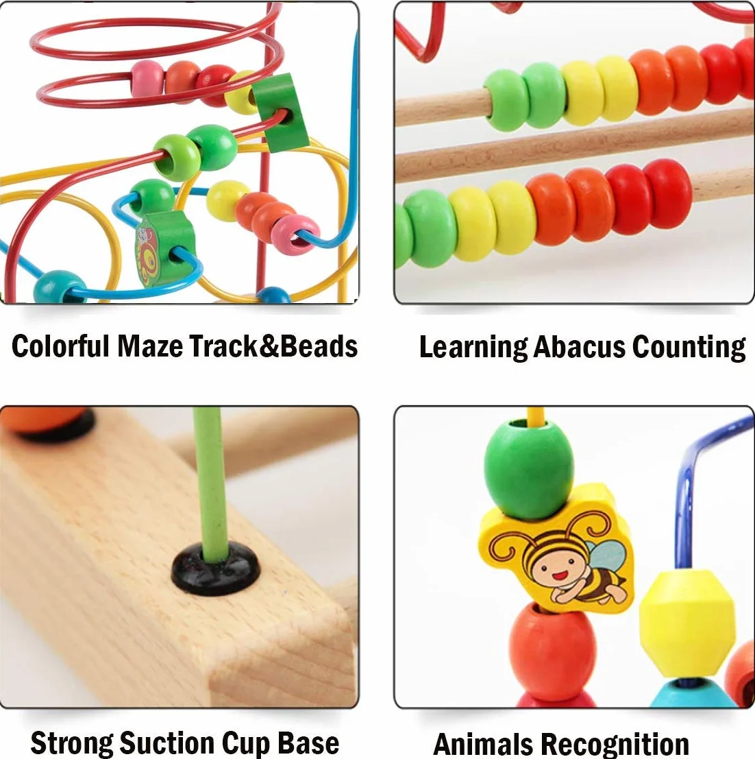 Jacootoys Maluchy koralik labirynt roller coaster zwierzę koło zabawki edukacyjne liczydło koraliki gra dla chłopców dziewcząt prezent dla dziecka
