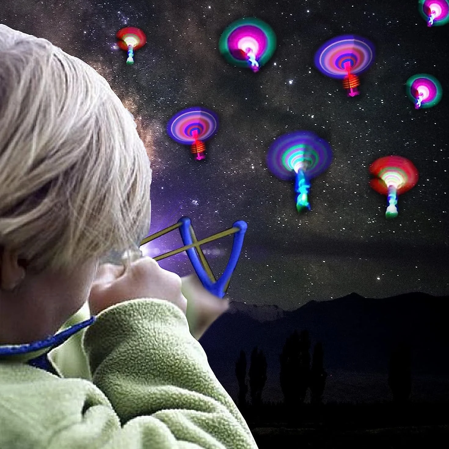 Helikopter Shooters Toy, 16pc imprezy dla chłopców dziewcząt w wieku 6+, LED Light Up Slingshot zabawki strzałki Copters Toys, imprezowe wypełniacze dla dzieci świąteczne prezenty (16PCS)