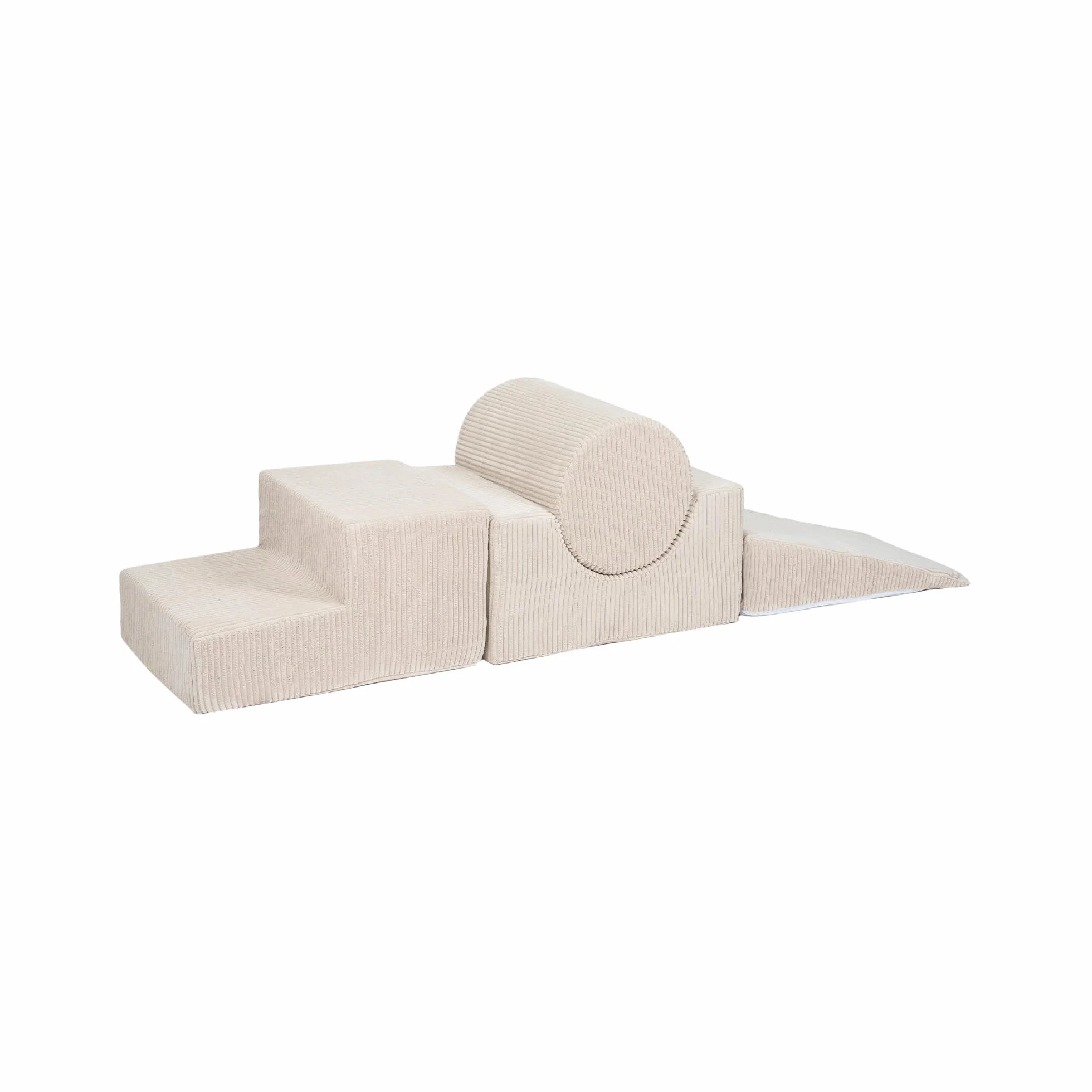 MEOWBABY 4-Elements Soft Foam Blocks Playset - Plac zabaw dla niemowląt i małych dzieci, klocki wspinaczkowe, Kord, Ecru