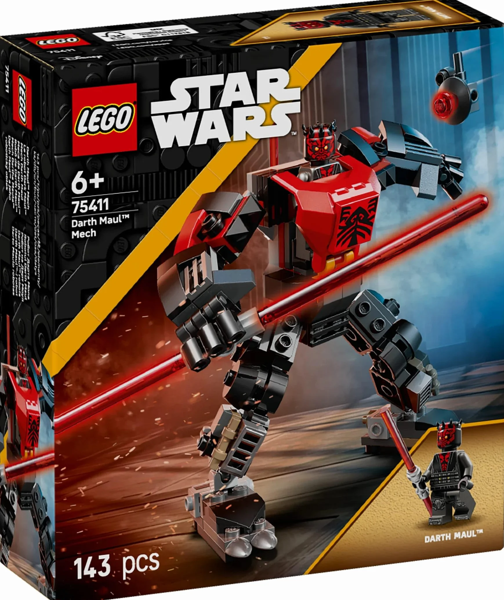 LEGO Star Wars Mech Dartha Maula, zestaw dla 6-latka, Gwiezdne Wojny: Wojny klonów do kolekcji, zabawka konstrukcyjna dla dziecka, pomysł na prezent dla chłopców i dziewczynek w wieku od 6 lat 75411