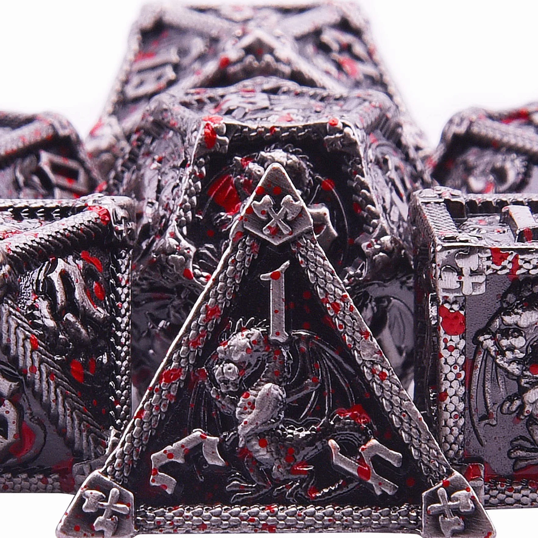 SIQUK 7-częściowy zestaw metalowych kości DND D20 D12 D10 D8 D6 D4