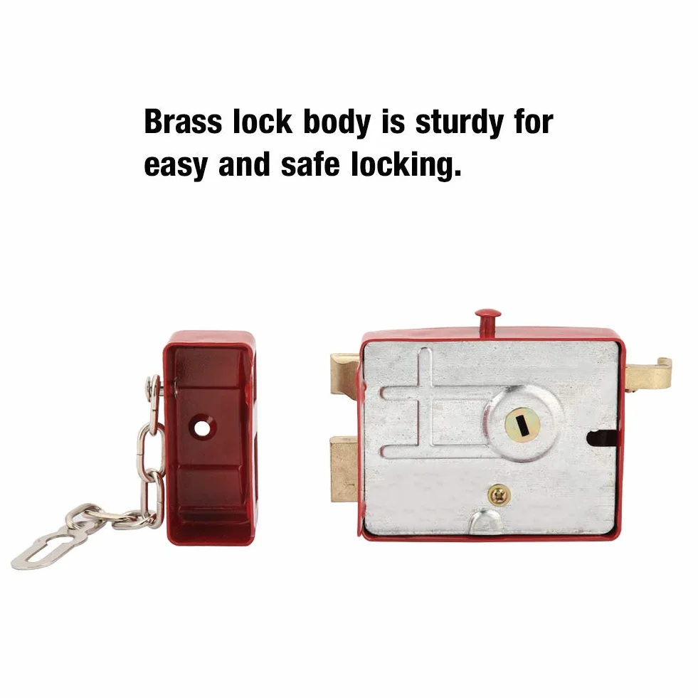 Dead Lock Dead Bolt Lock Red Metal Heavy Duty Blokada Bezpieczeństwa Dead Bolt Lock z Kluczami do Drzwi Przednich Red