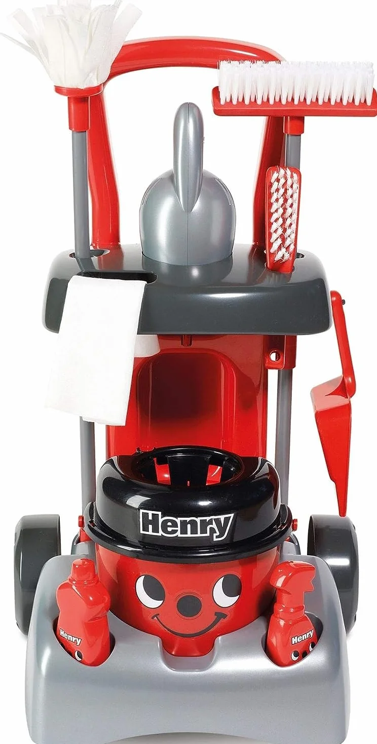Casdon Henry Deluxe Cleaning Trolley, Realistic Toy Cleaning Trolley For Children Aged 3+, Includes Several Tools For Thorough Cleaning Days!