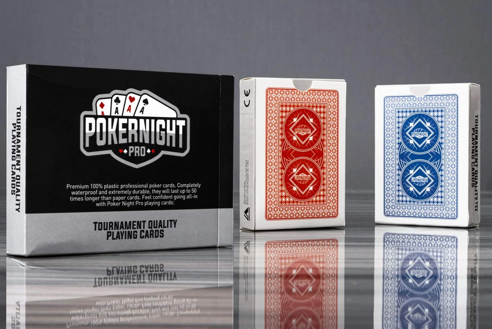 2 Talie Profesjonalnych Wodoodpornych Kart 100% Plastik TEXAS HOLDEM Poker Karty do Gry od Poker Night Pro (1 x Czerwone / 1 x Niebieskie) | 54 Sztuk w Talii 2 Jokery | JUMBO Index | Jakość Casino