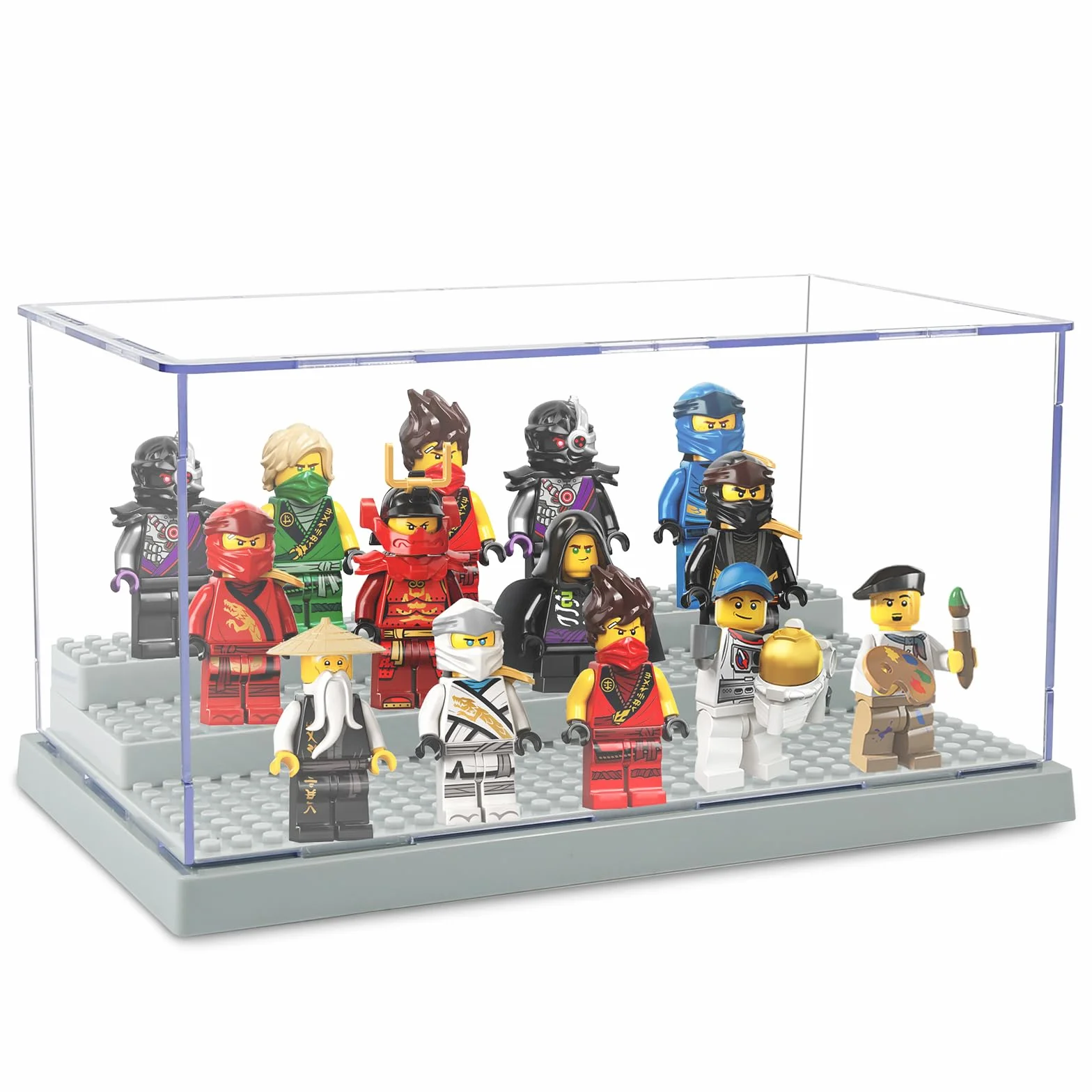 witryna akrylowa, 3-warstwowa, mini figurki, do minifigurek, eksponowania kurzu, baza do minifigurek, cegły, bloków, figurki akcji, bloki do przechowywania (B)