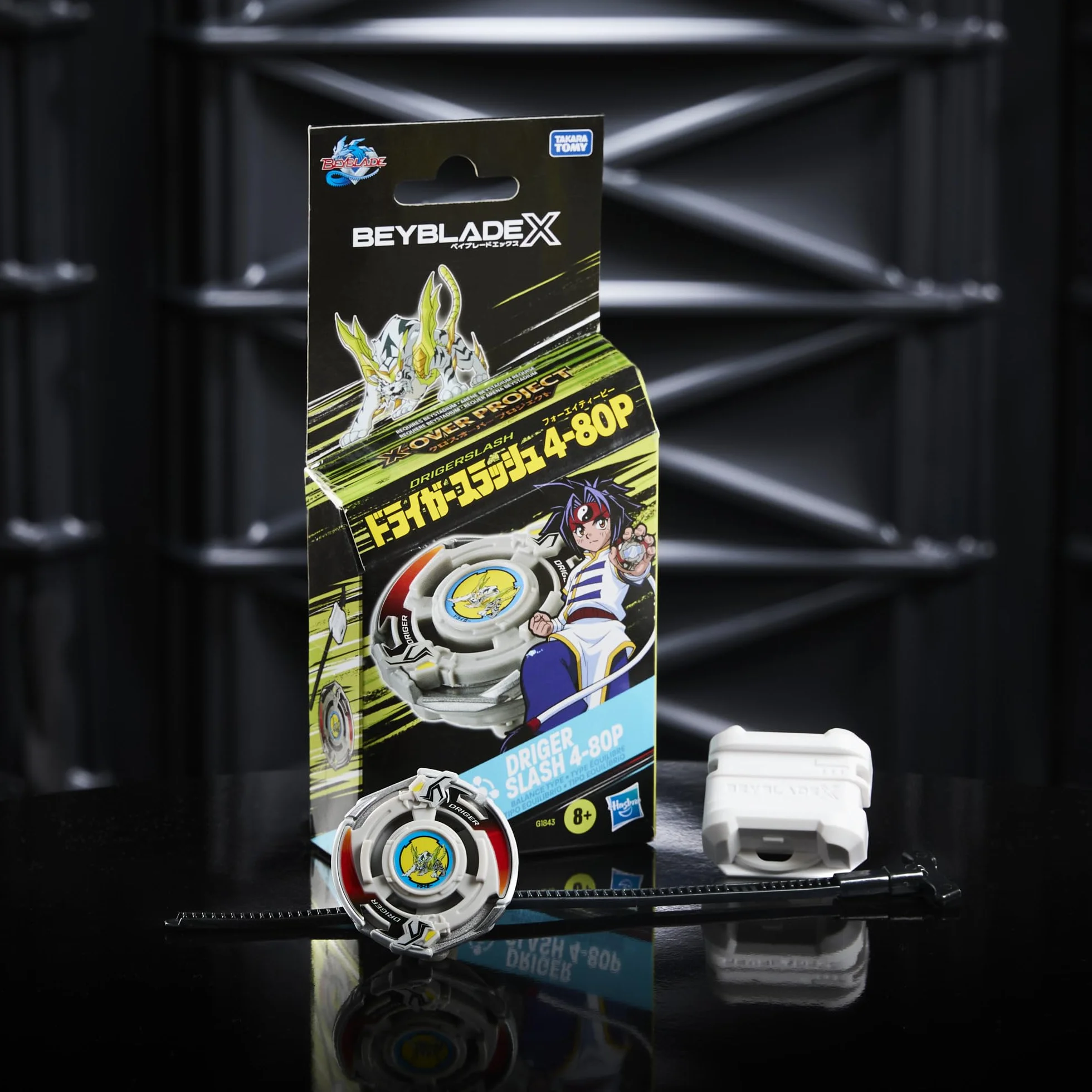 Pakiet startowy Beyblade X X-Over Project Driger Slash 4-80P z bączkiem i wyrzutnią