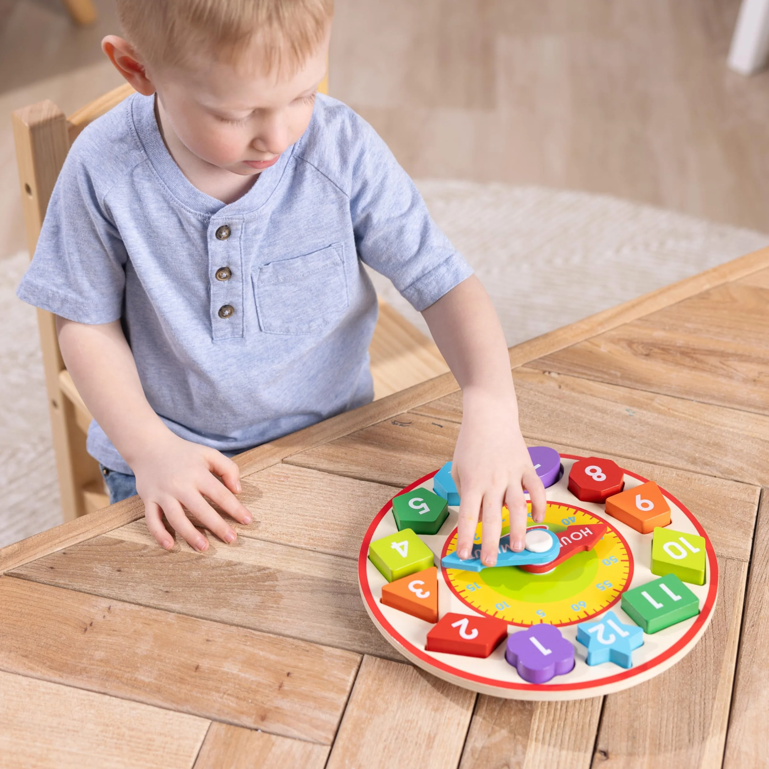 Melissa & Doug – zegar do sortowania kształtów (zabawka rozwojowa, solidna drewniana konstrukcja, umiejętność rozwojowa podawania godziny)