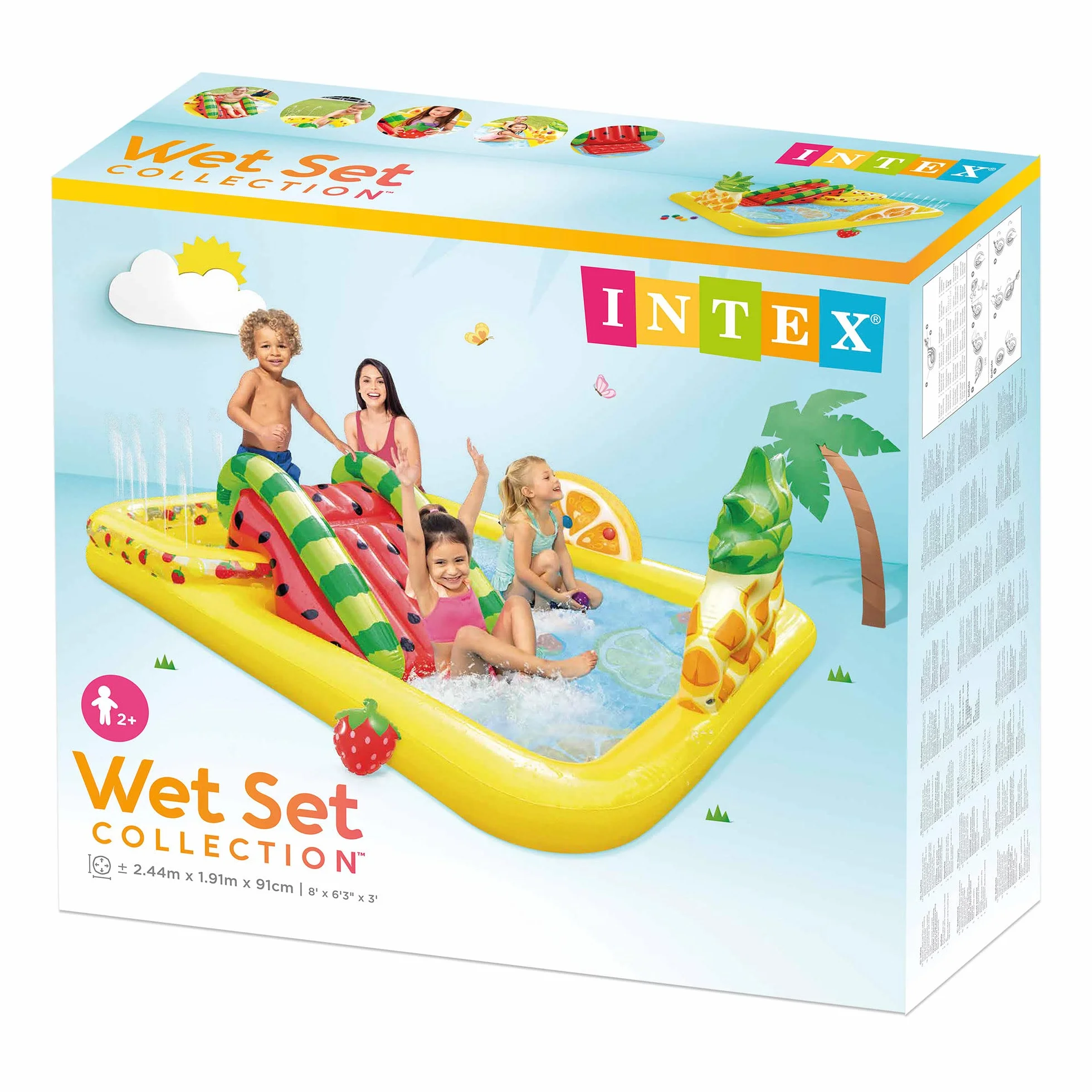 Intex Fun'n Fruity Dmuchany Basen Dziecięcy, Wielokolorowy, 244 x 191 x 91 cm