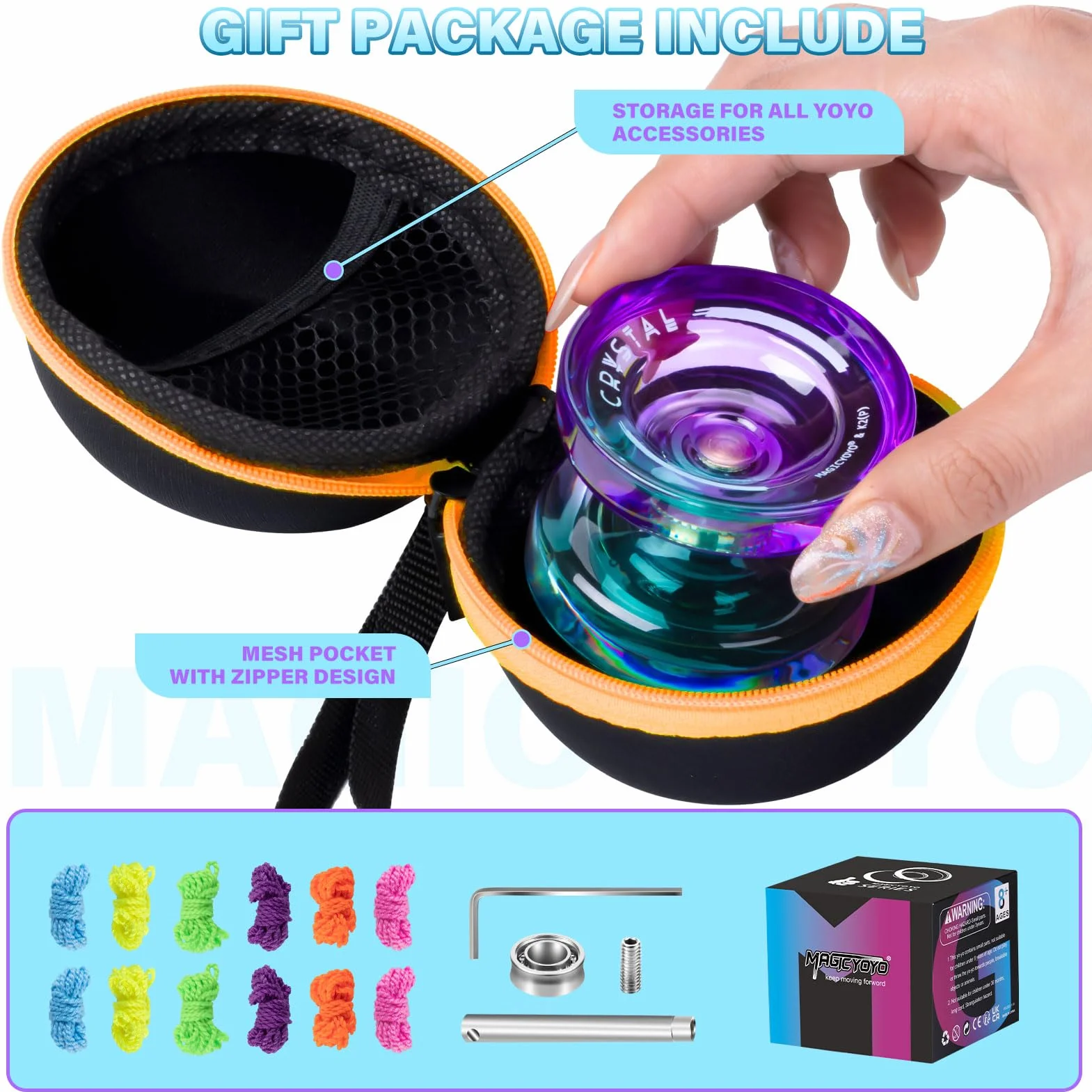 YOSTAR K2 Crystal Yoyo Responsive dla Dzieci Profesjonalny z Niereagującym Łożyskiem + 12 Strun + Etui