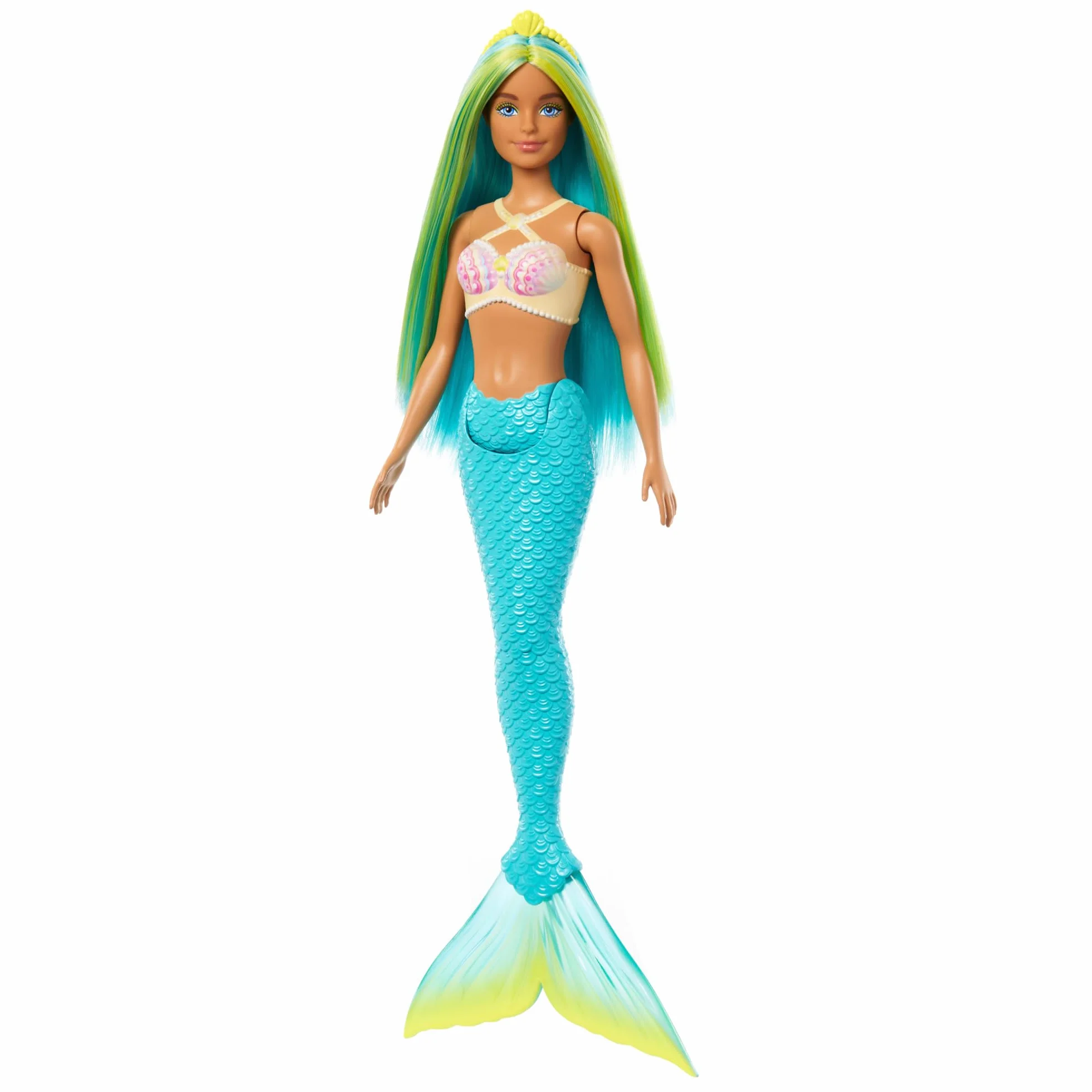 Barbie Mermaid Doll Fantasy Hair and Headband Shell Bodice Turquoise Tail Toy