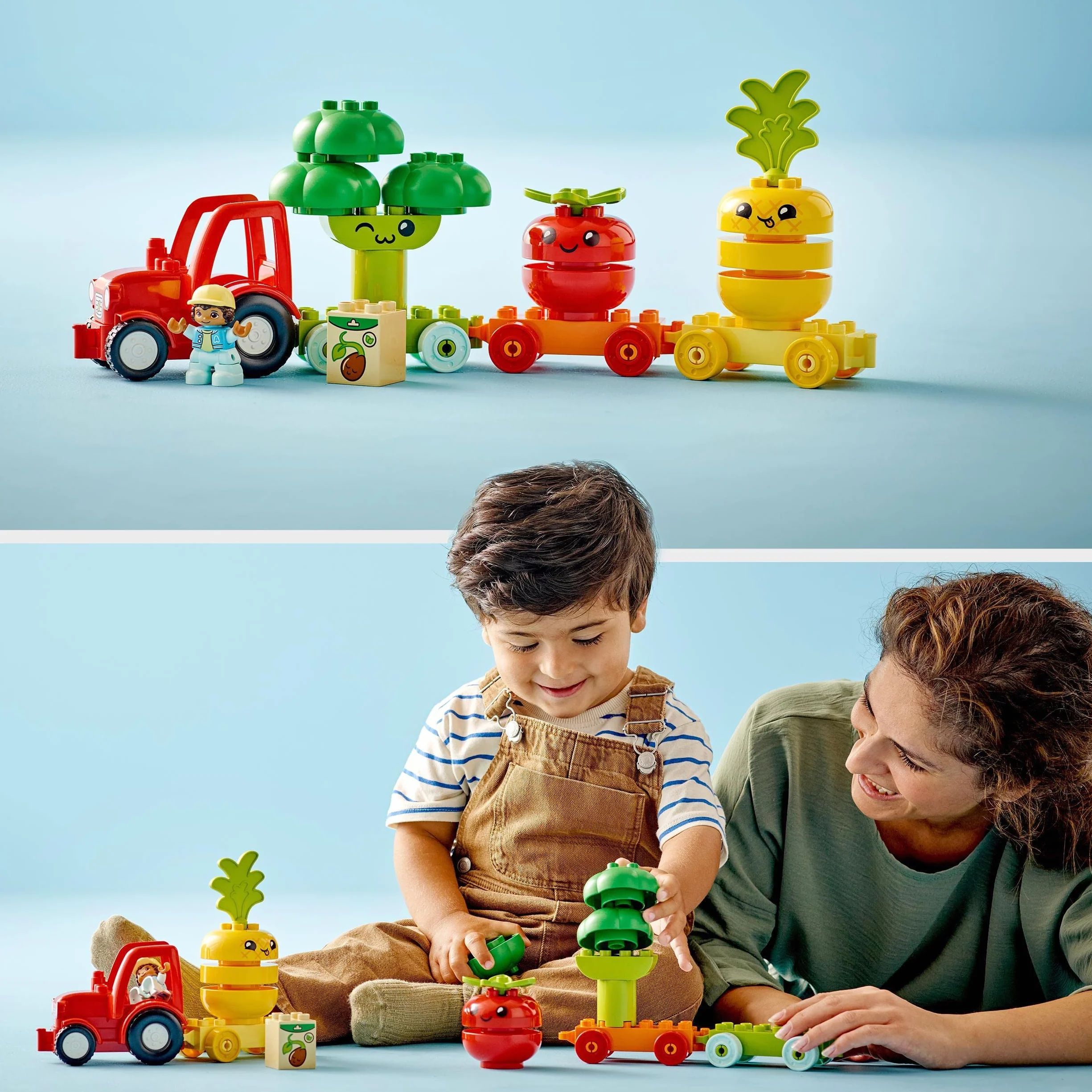 LEGO 10982 DUPLO My First Traktor z warzywami i owocami, Zabawki do Sortowania Według Kolorów dla Niemowląt i Małych Dzieci od 1,5 do 3 lat