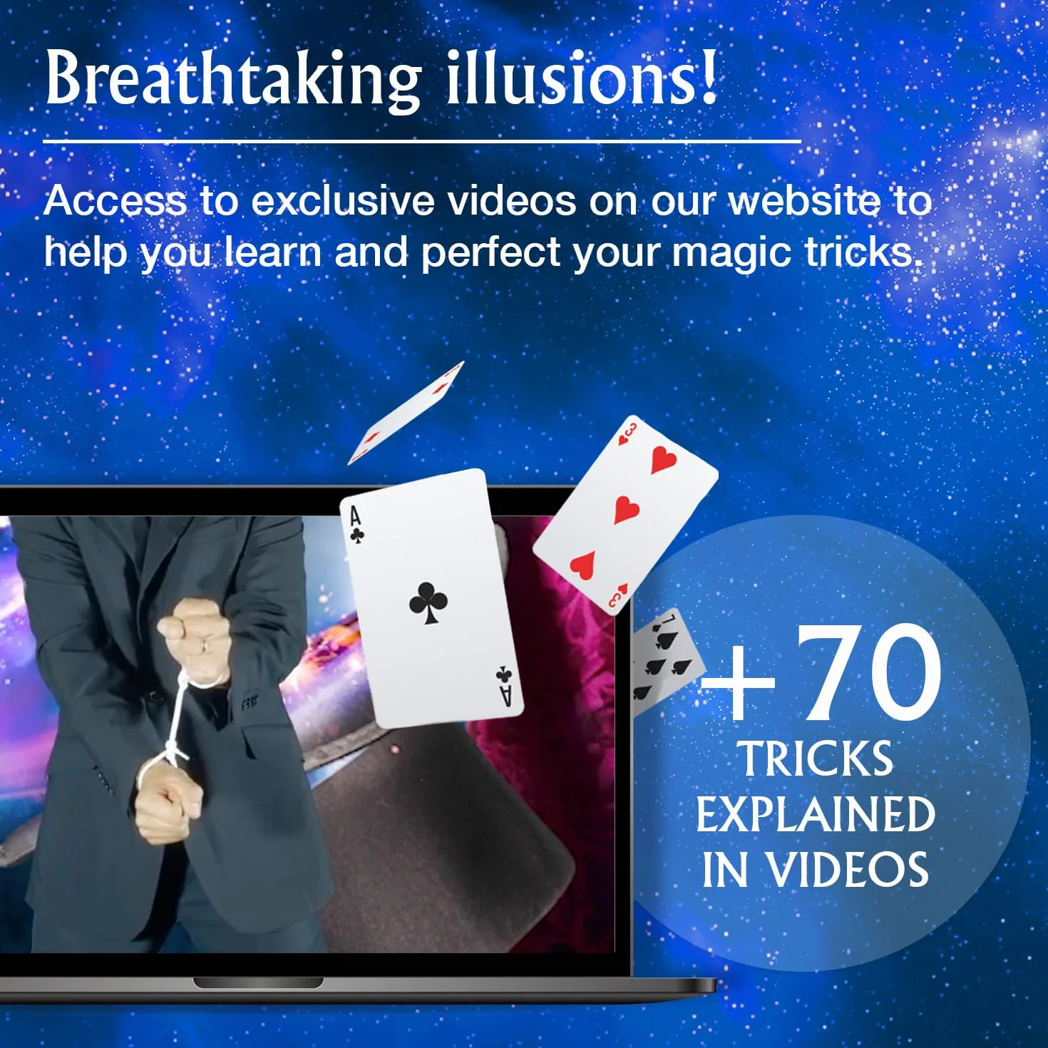 LUGY Magic Secrets-Luksusowy Zestaw Magiczny z pełnym wyposażeniem–Poziom średnio zaawansowany lub zaawansowany dla dzieci w wieku od 9 Lat i Dorosłych-Niesamowity Zestaw Sztuczek Magicznych z kartami