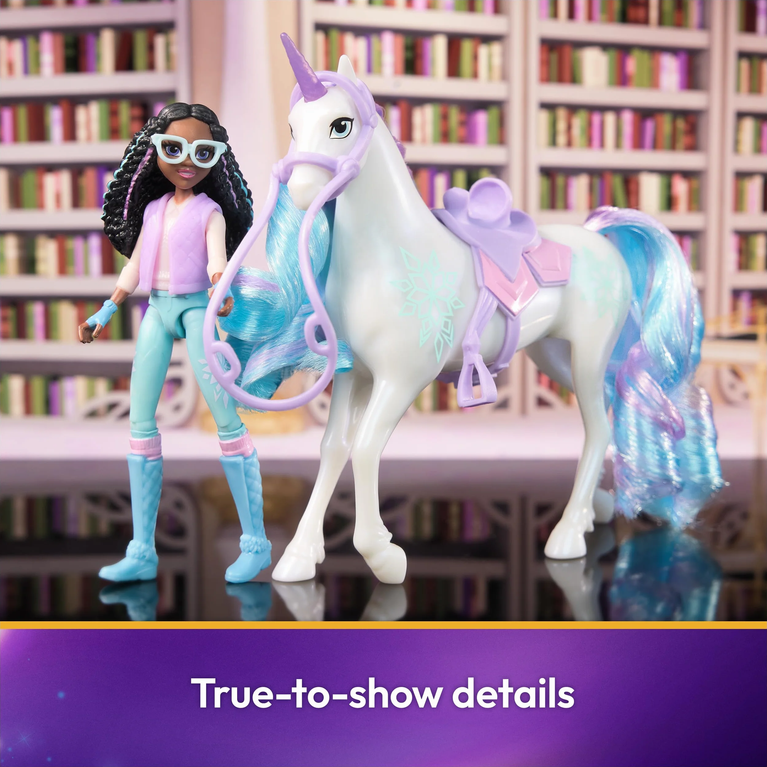 Unicorn Academy - The School of Unicorns - Glacier Unicorn + Lalka Layla - Jednorożec, lalka i akcesoria do kolekcjonowania - Zabawki inspirowane serią Unicorns School - Zabawka dla dzieci od 4 lat
