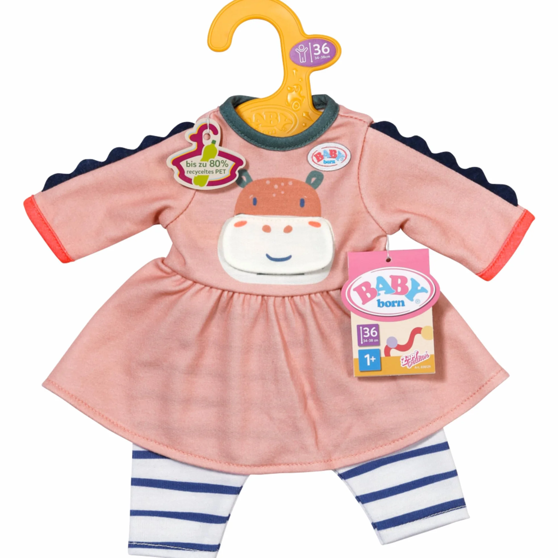 BABY born Sukienka z motywem dżungli, długie rękawy i legginsy w paski dla lalek 36 cm, 838129 Zapf Creation