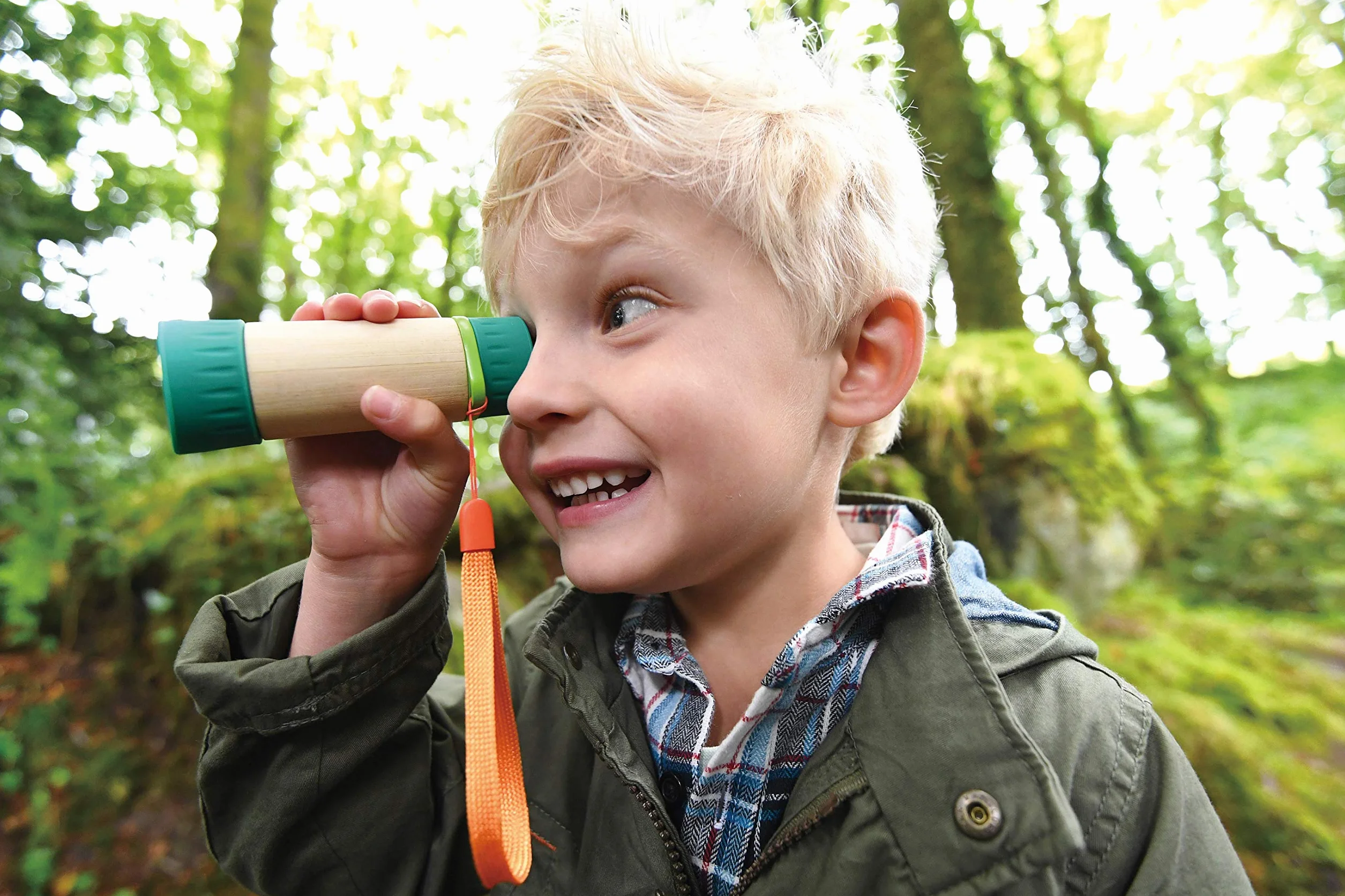 Hape Nature Fun Adjustable Telescope 8x Zoom Bamboo Childrens Telescope