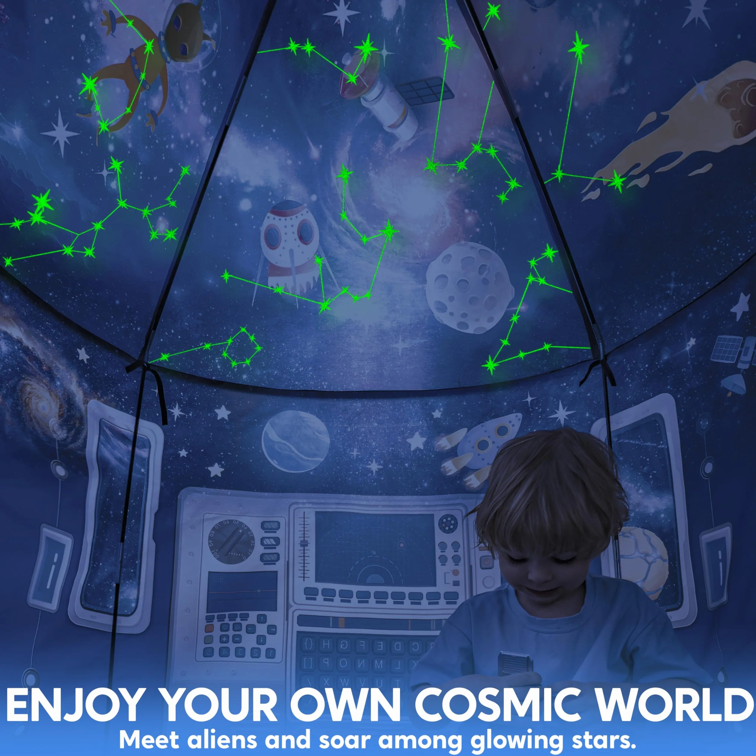 Joyin Namiot zabawowy w kosmicznym designie dla dzieci – Fantazyjny namiot zabawowy z interaktywnym motywem gry kosmicznej