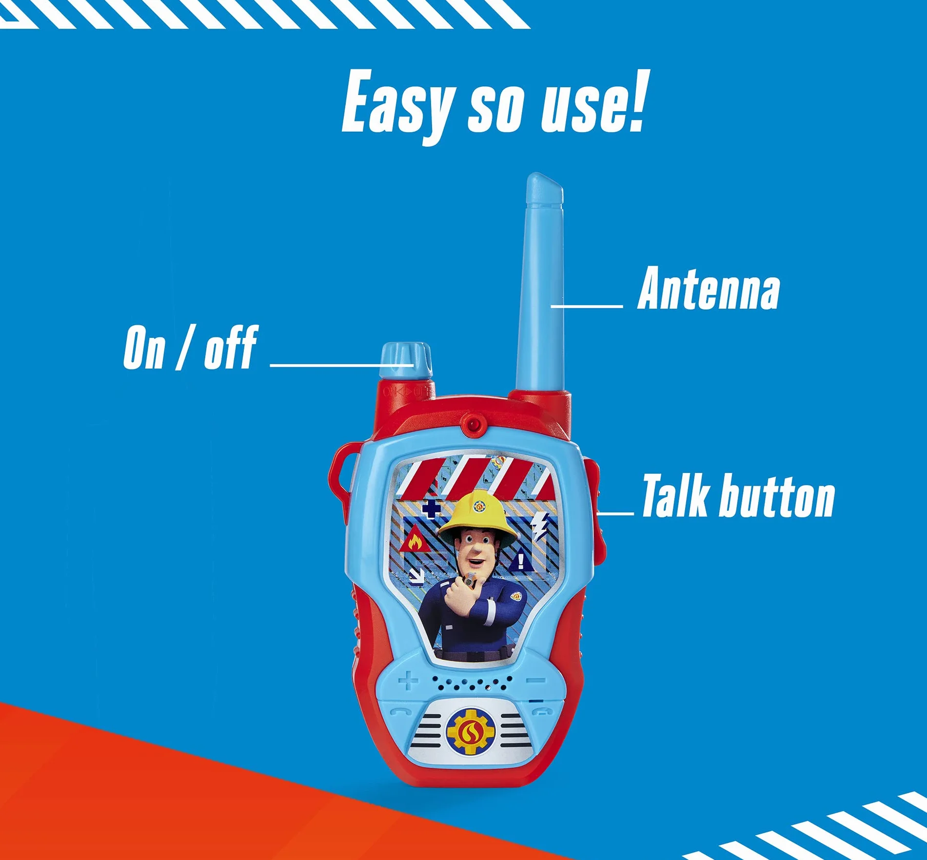 Dickie Toys Strażak Sam Walkie Talkies – 2 urządzenia radiowe, zaprojektowane specjalnie dla dzieci od 4 lat, zasięg do 100 m, zabawkowe radiotelefony
