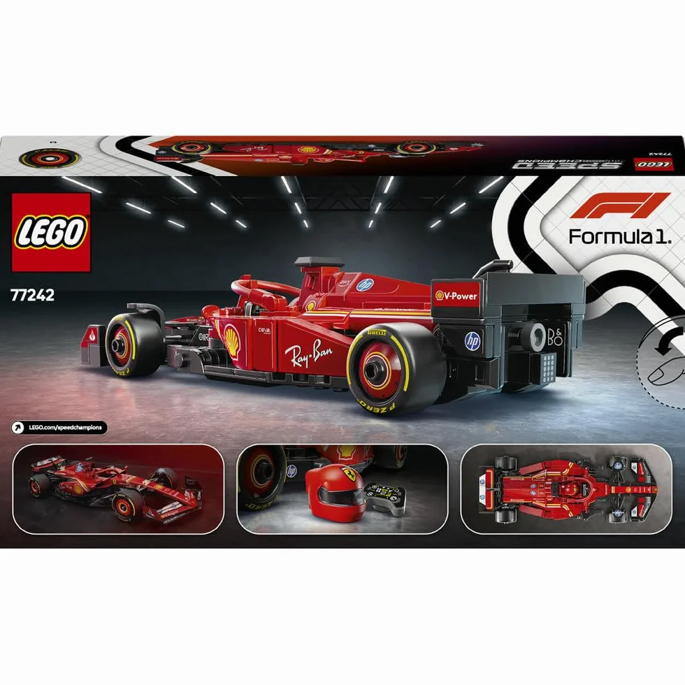LEGO Speed Champions Bolid F1 Ferrari SF-24, Model Pojazdu, Zabawka dla Dziecka do Zbudowania, Zestaw Konstrukcyjny z Minifigurką Kierowcy, Pomysł na Prezent dla 10-latka, Chłopca i Dziewczynki 77242
