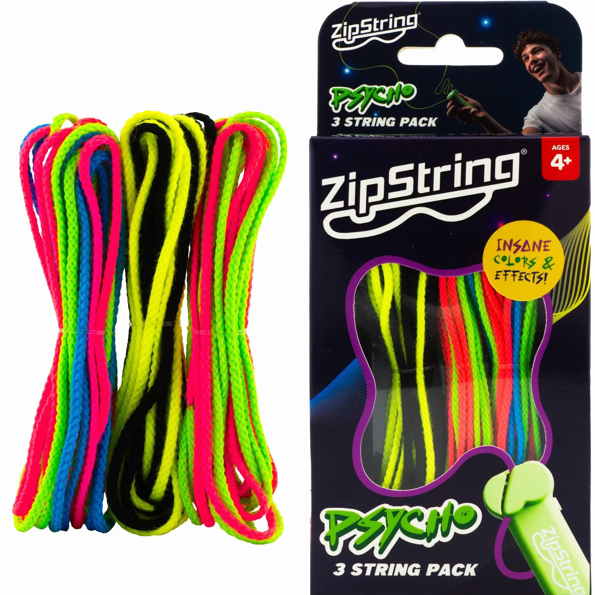 ZipString Struny psychologiczne, 3 sztuki, zamienne struny do wyrzutni lin, świecące w ciemności struny Fidget dla dzieci i dorosłych