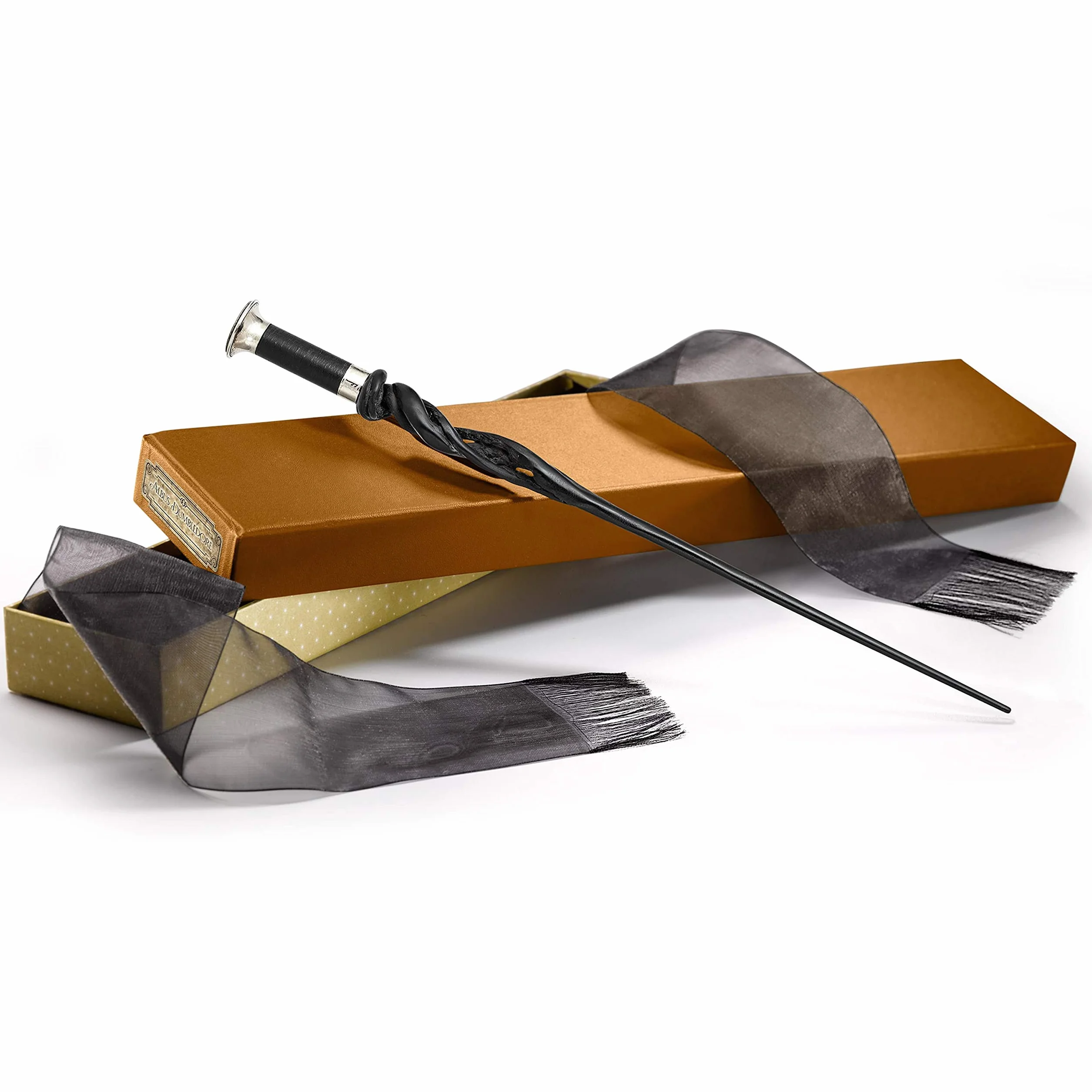 The Noble Collection - Albus Dumbledore's Wand in Collector's Box - 15.7in (40cm) High Quality Hand Painted Dumbledore Wand - Officially Licensed Fantastic Beasts Film Set Movie Props