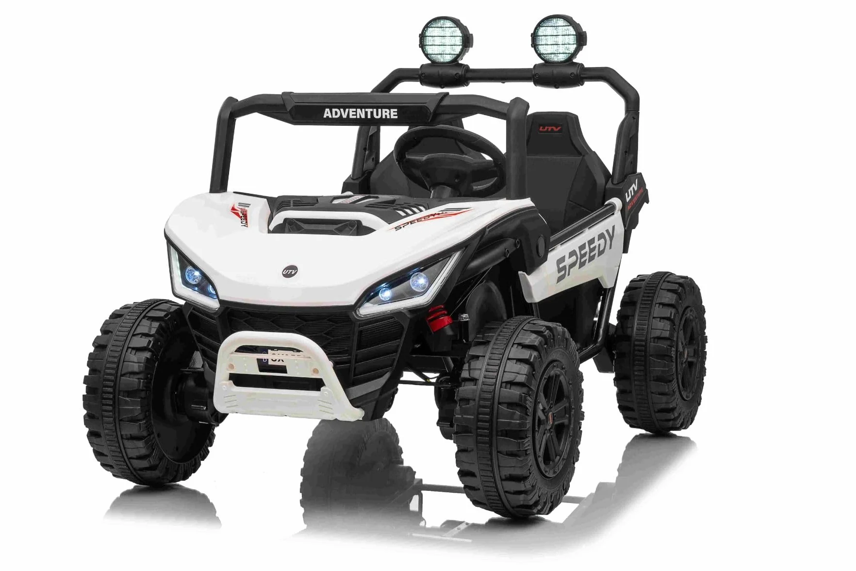 T-REX Ride 4x4 elektryczny samochód dla dzieci, 24 V, 24 V, biały, odtwarzacz MP3 z wejściem USB/AUX, 4 x 4, akumulator litowy, zawieszenie, pilot zdalnego sterowania, oświetlenie LED