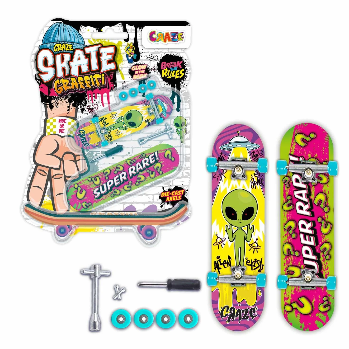 CRAZE Fingerboard zestaw 2-pak mini deskorolki na palec typu Tech Deck - Fingerboard z akcesoriami dla dzieci - deskorolka mini do makijażu i kaskaderek