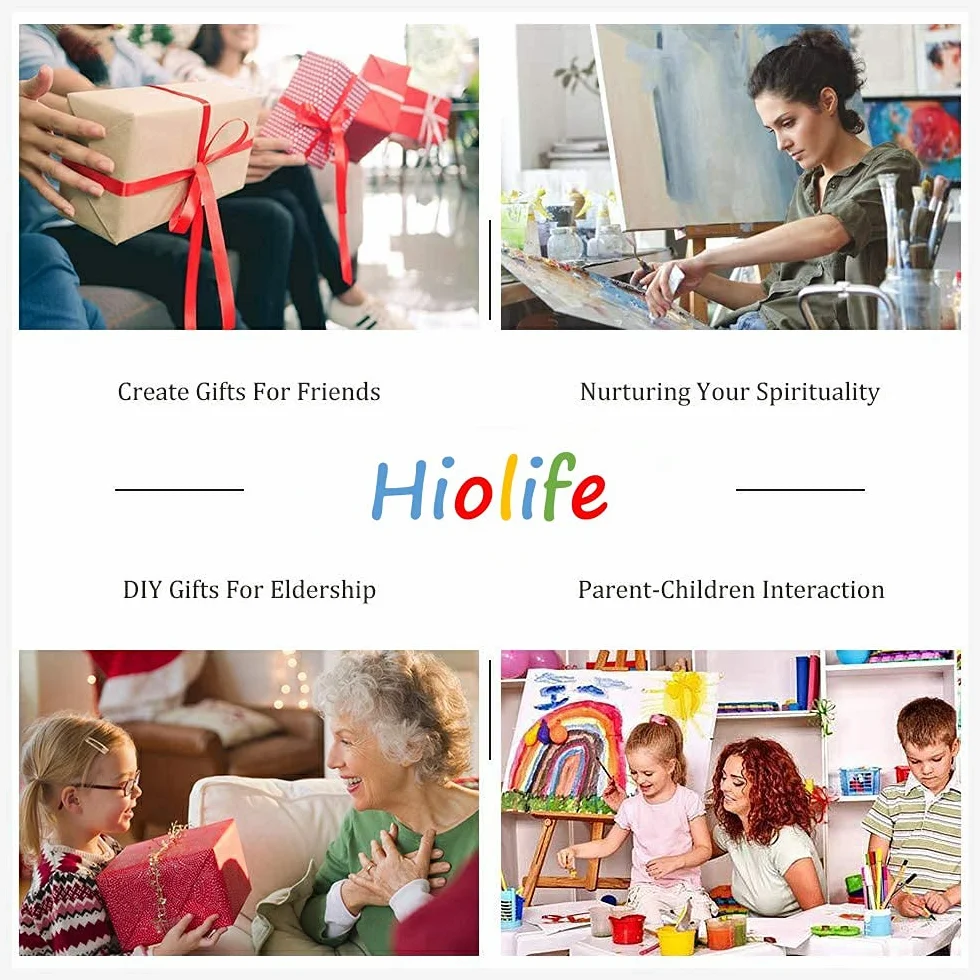 Hiolife Malowanie według numerów dla dorosłych, dzieci, początkujących, zestaw do malowania DIY z pędzlami i pigmentem akrylowym dla dziewcząt i chłopców, 40 x 50 cm, słoń [bez ramki]