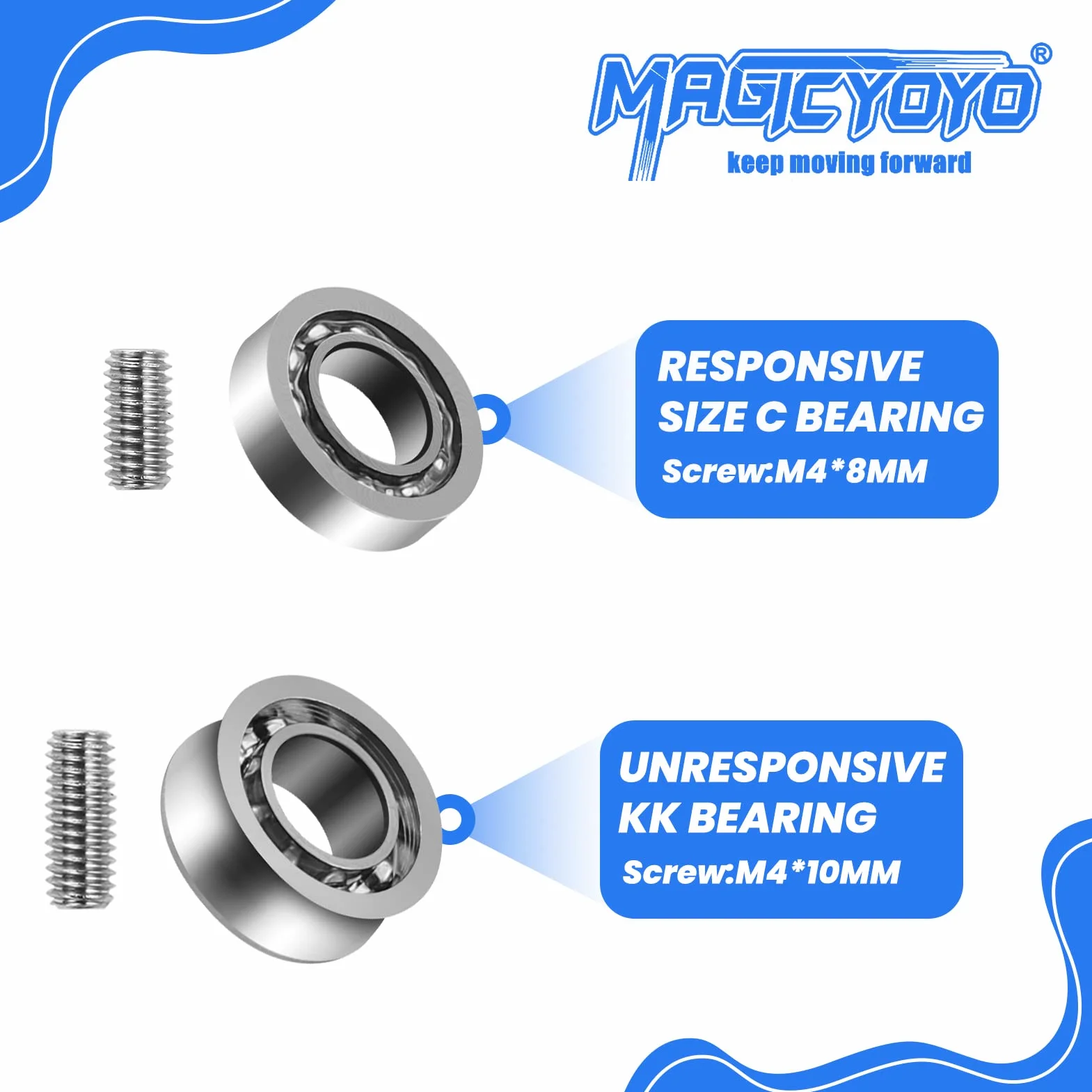 YOSTAR Zestaw Łożysk do Crystal Yoyo K2, 2 Tryby: 2 Responsywne + 2 Niereagujące Łożyska, 2 Osie 8 mm + 2 Osie 10 mm + 8 Responsywnych